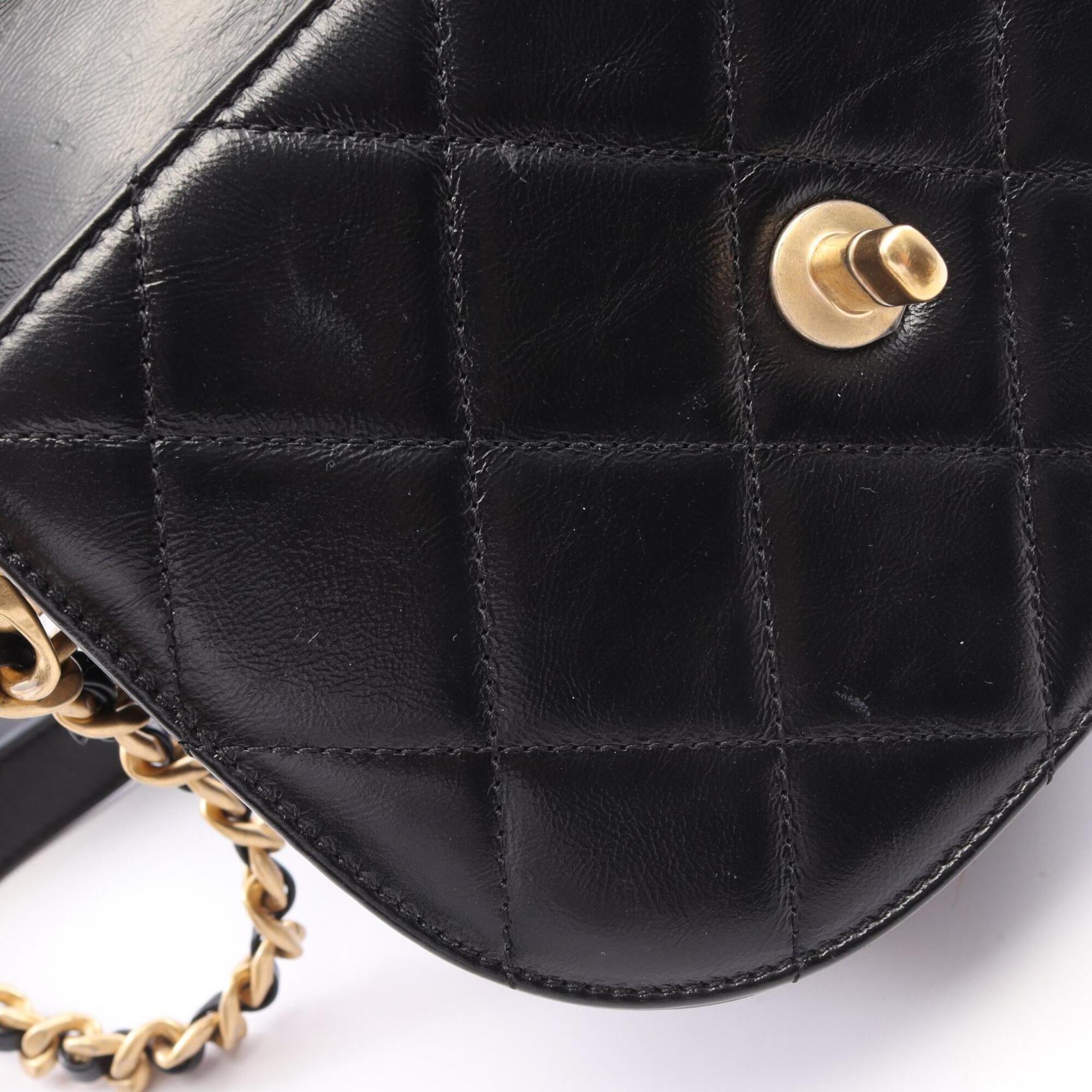 Chanel Black Leather Handbag Shoulder Bag (Pre-Owned)