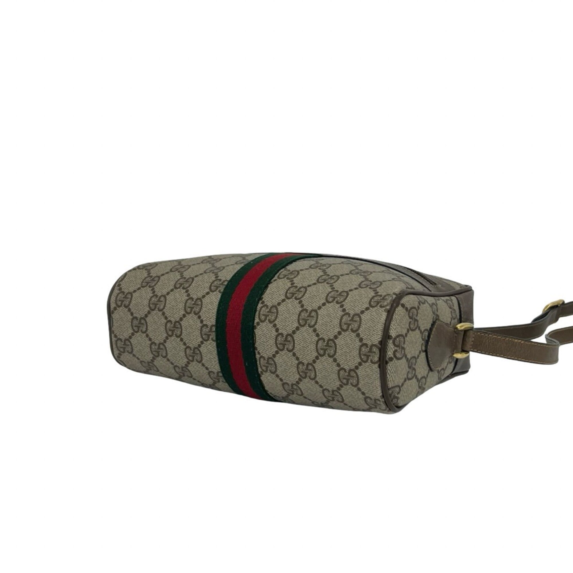 Gucci Brown Green Red Color Pvc Leather Shoulder Bag (Pre-Owned)