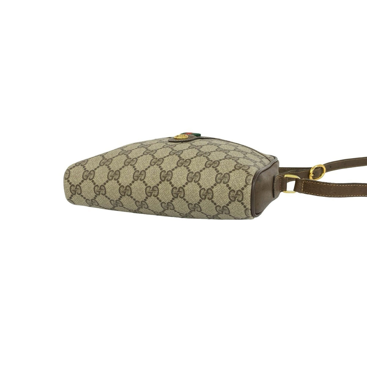 Gucci Brown Green Red Color Leather Pvc Pochette Shoulder Bag (Pre-Owned)