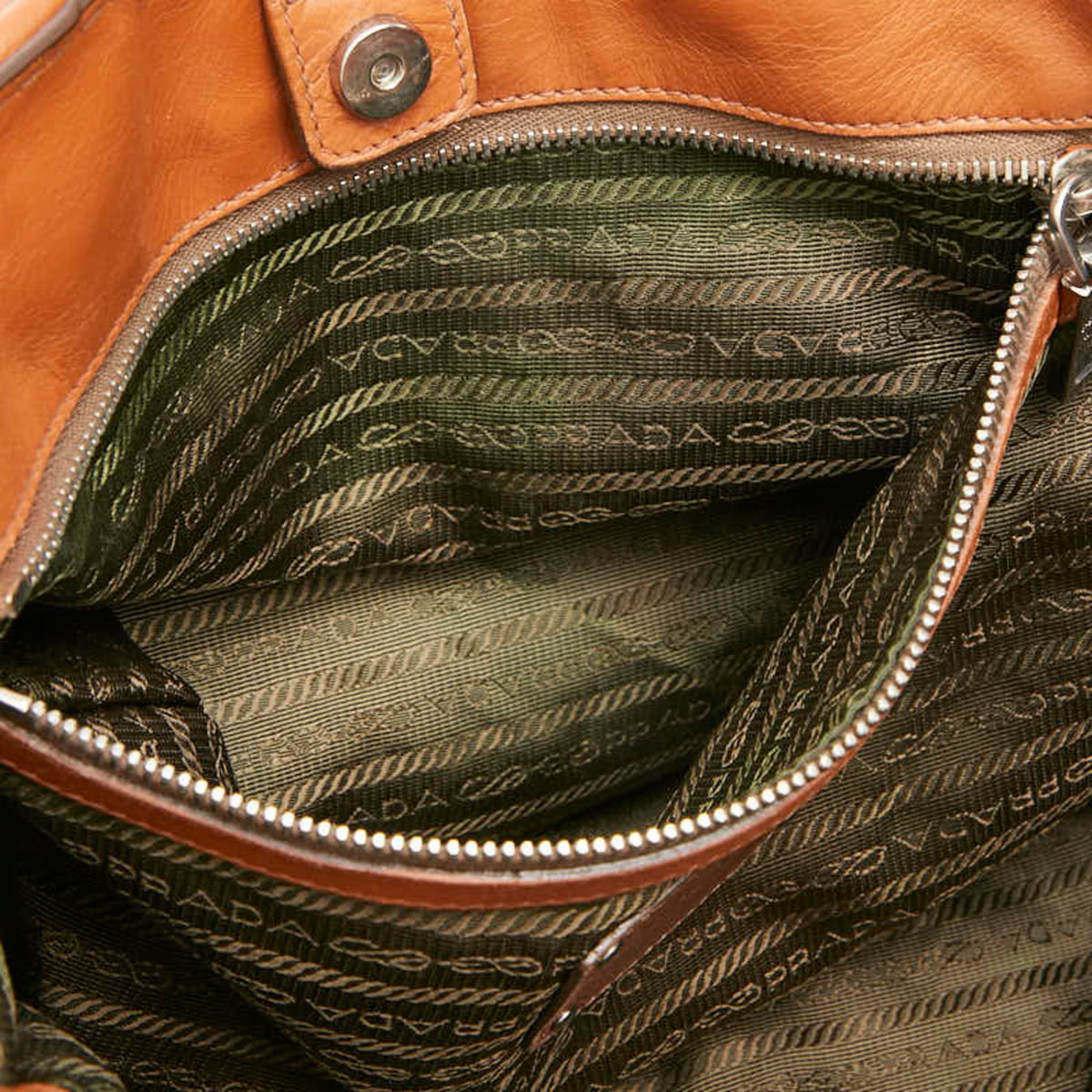 Prada Brown Leather Shoulder Bag Tote Bag (Pre-Owned)