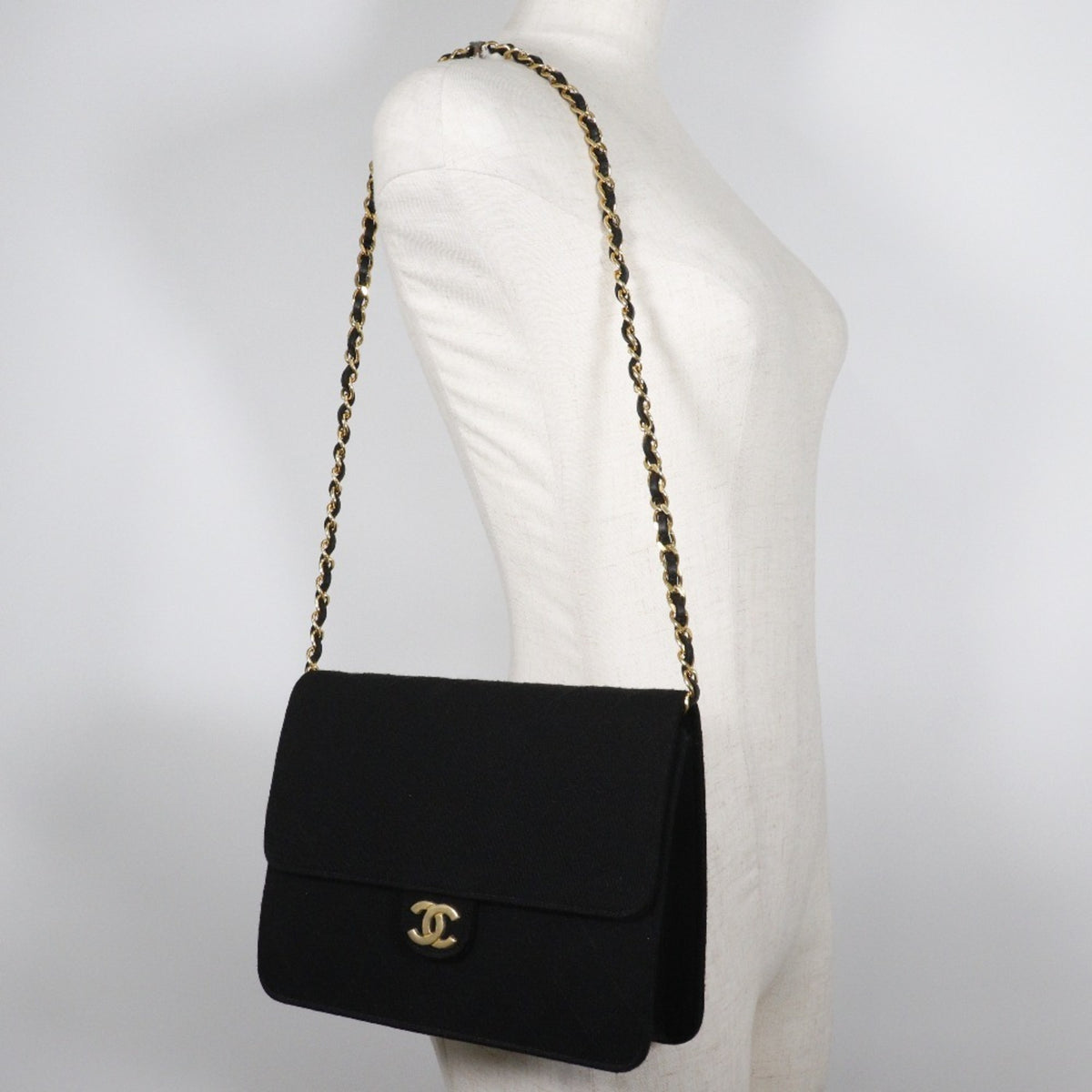Chanel Black Cotton Shoulder Bag (Pre-Owned)