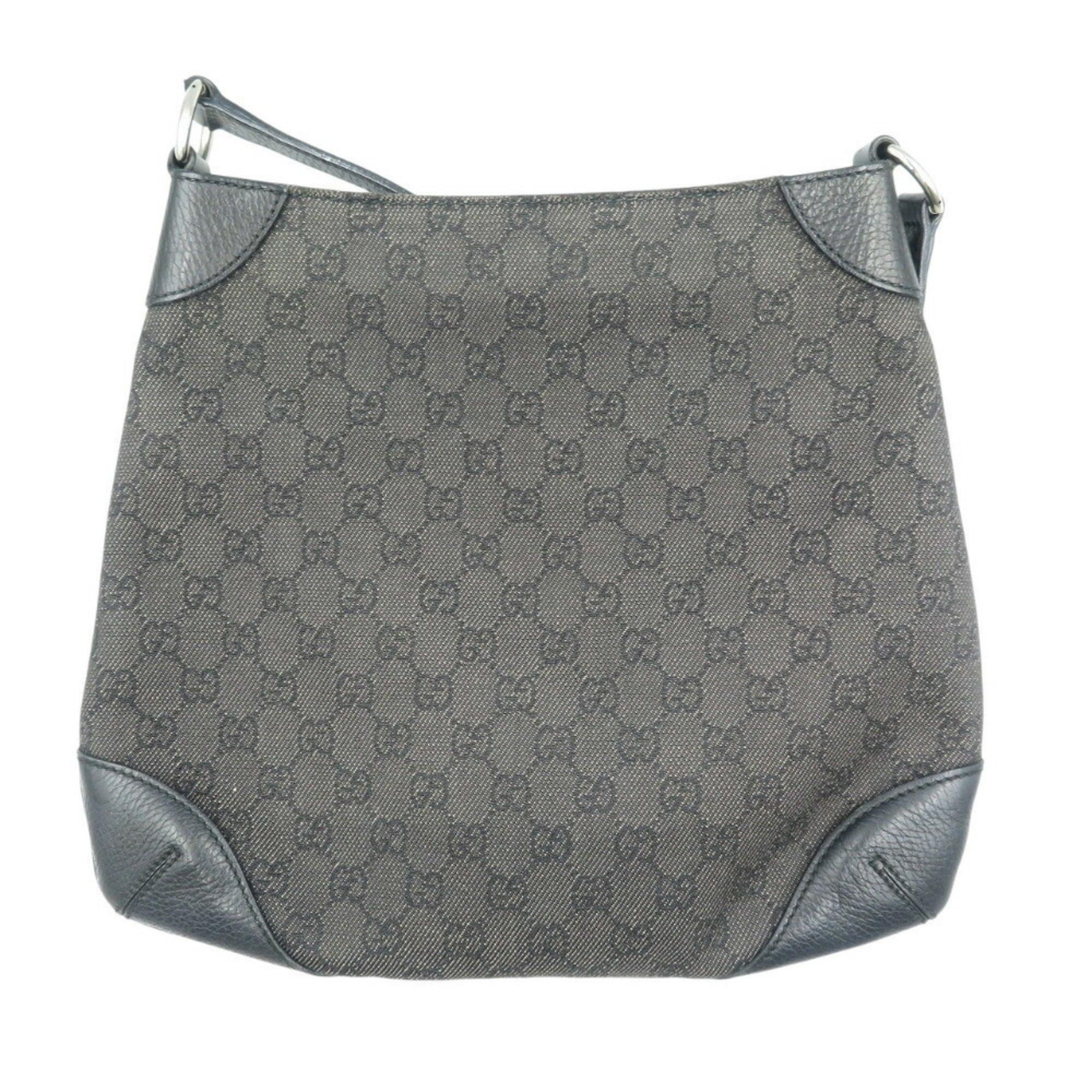 Gucci Black Gg Canvas Leather Shoulder Bag (Pre-Owned)