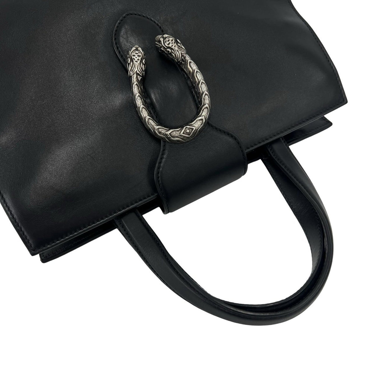 Gucci Black Leather Handbag Tote Bag (Pre-Owned)