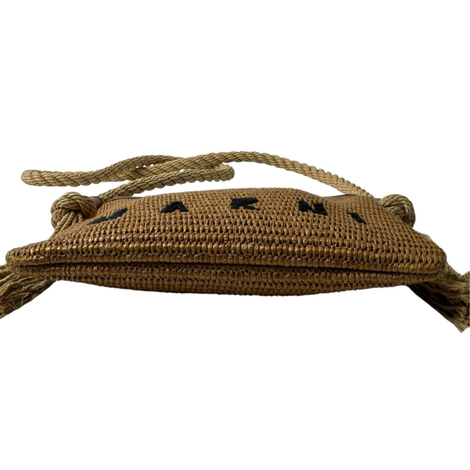 Marni Brown Raffia Cotton Leather Shoulder Bag (Pre-Owned)