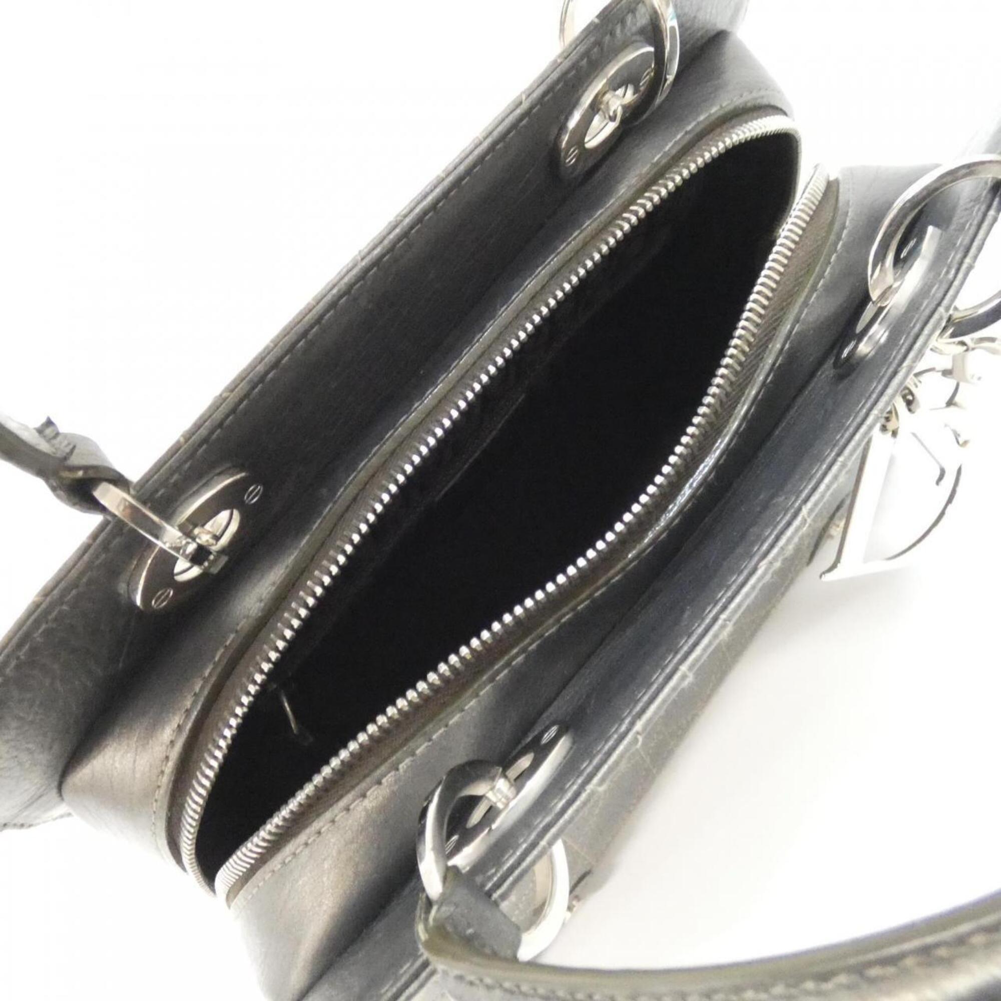 Christian Dior Dark Silver Leather Handbag (Pre-Owned)