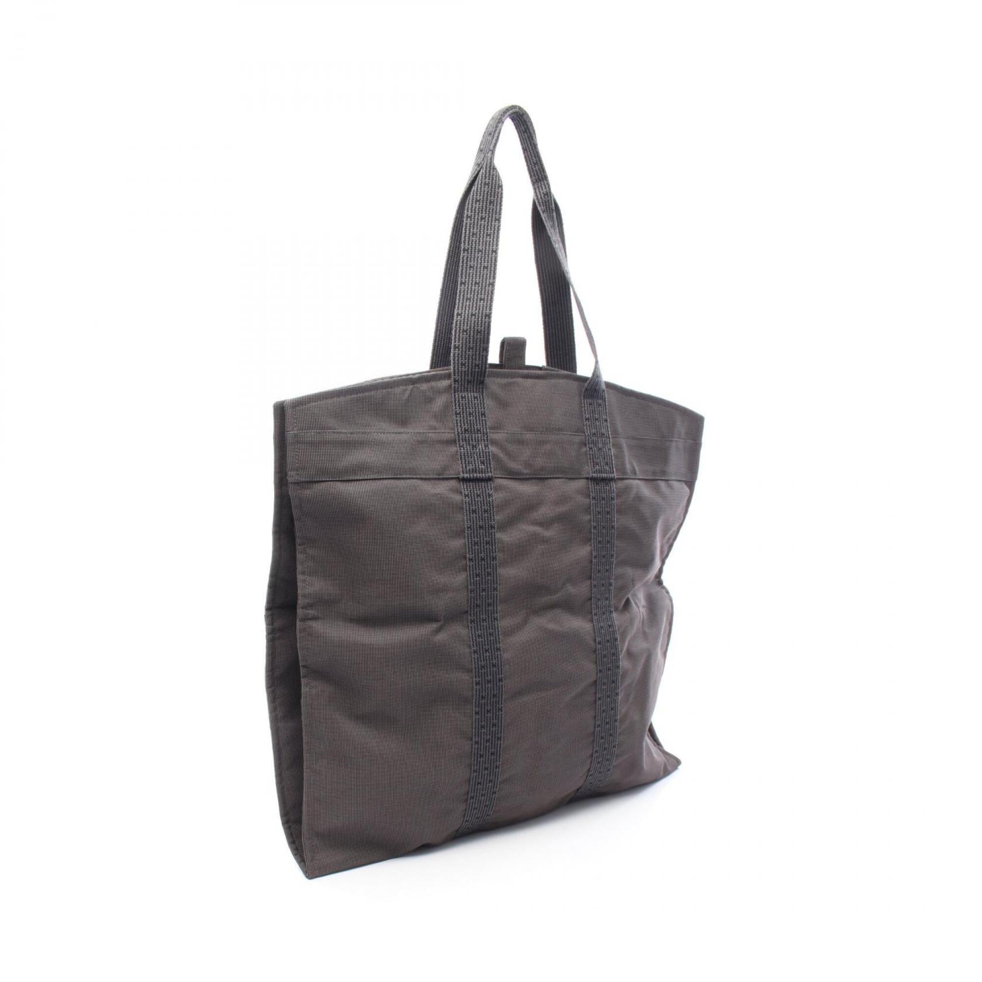Hermes Gray Nylon Canvas Handbag (Pre-Owned)