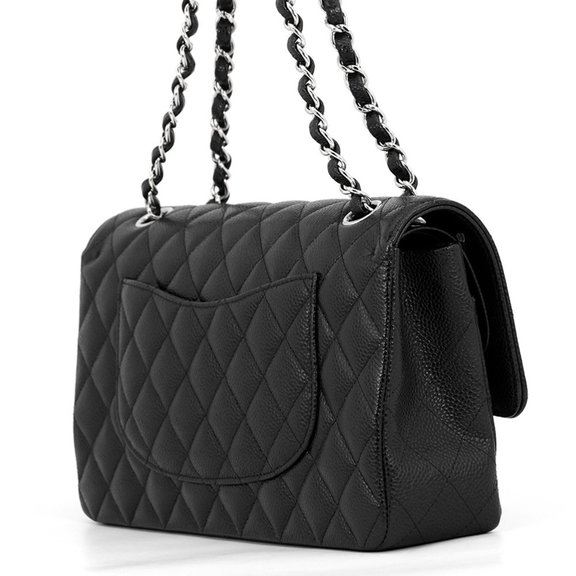 Chanel Black Grained Calfskin Handbag Shoulder Bag (Pre-Owned)