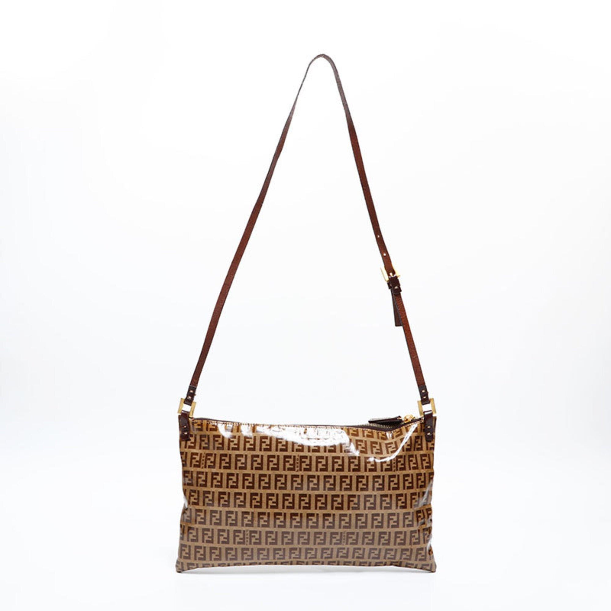 Fendi Zucchino Brown Pvc Shoulder Bag (Pre-Owned)