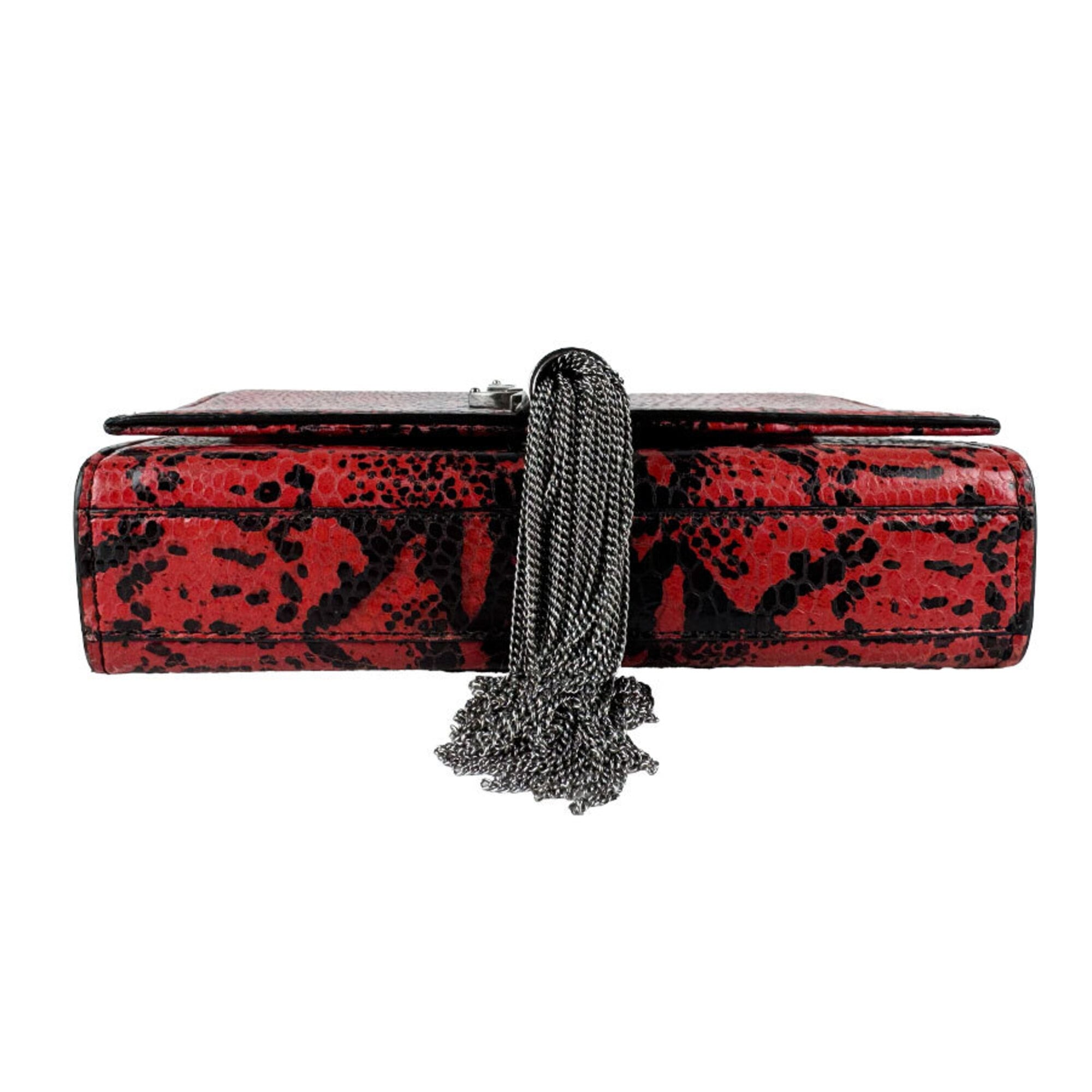 Saint Laurent Black Red Color Leather Shoulder Bag (Pre-Owned)