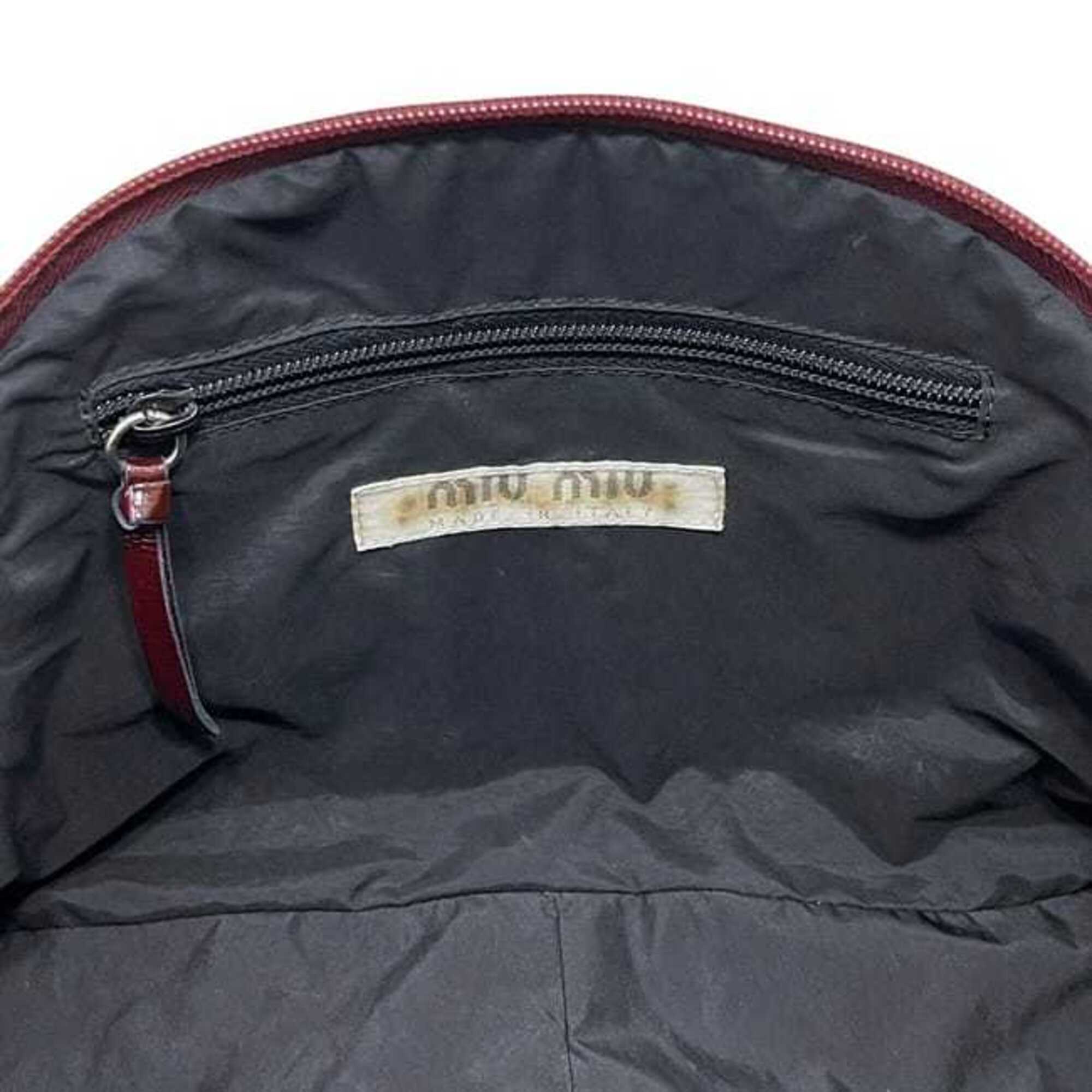 Miu Miu Bordeaux Yellow Patent Leather Boston Bag (Pre-Owned)