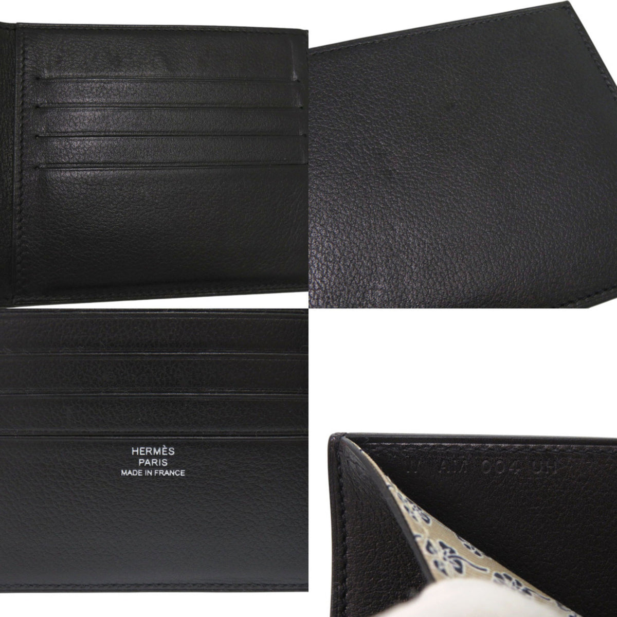 Hermes Black Evergrain Leather Wallet (Bi-Fold) (Pre-Owned)