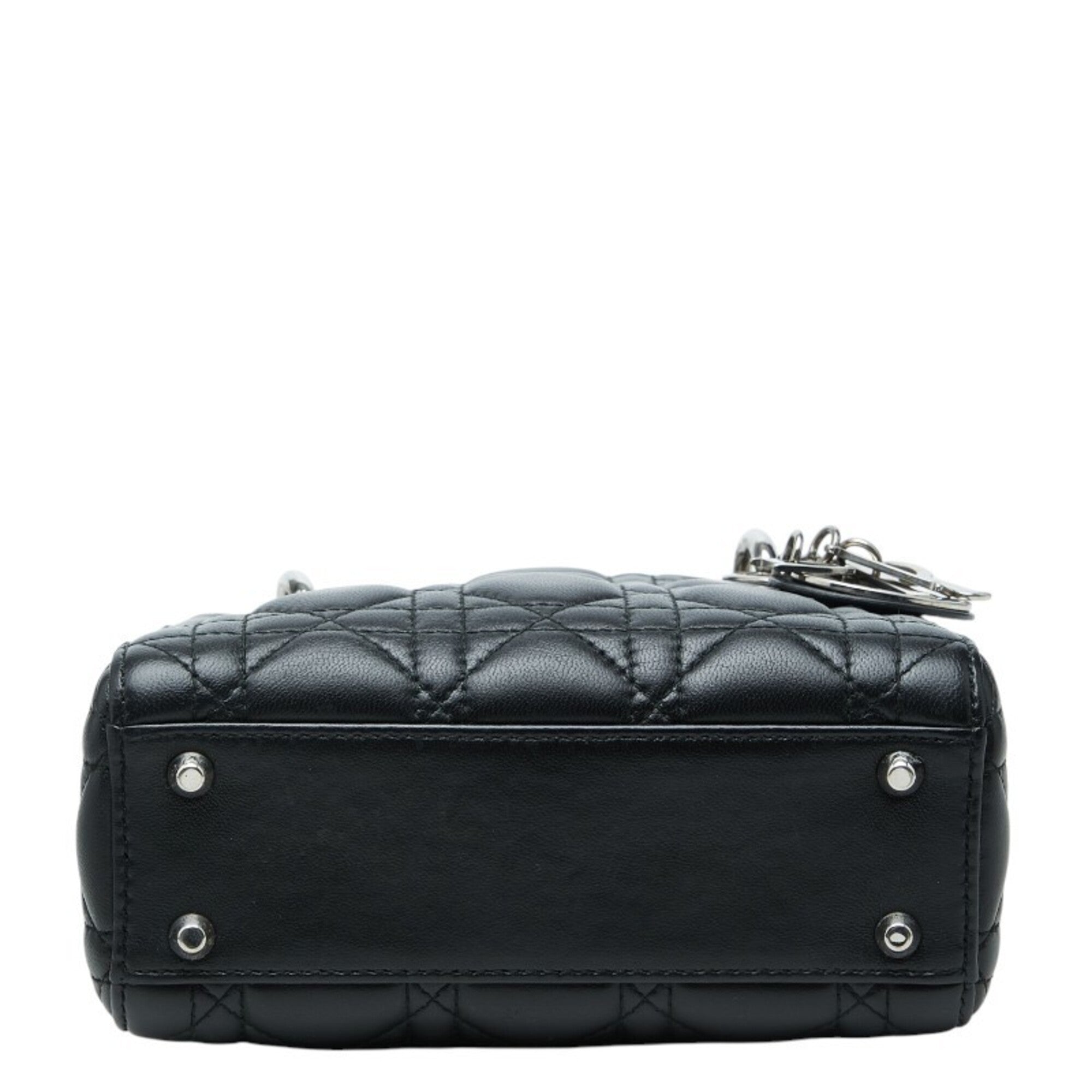 Christian Dior Black Leather Handbag Shoulder Bag (Pre-Owned)