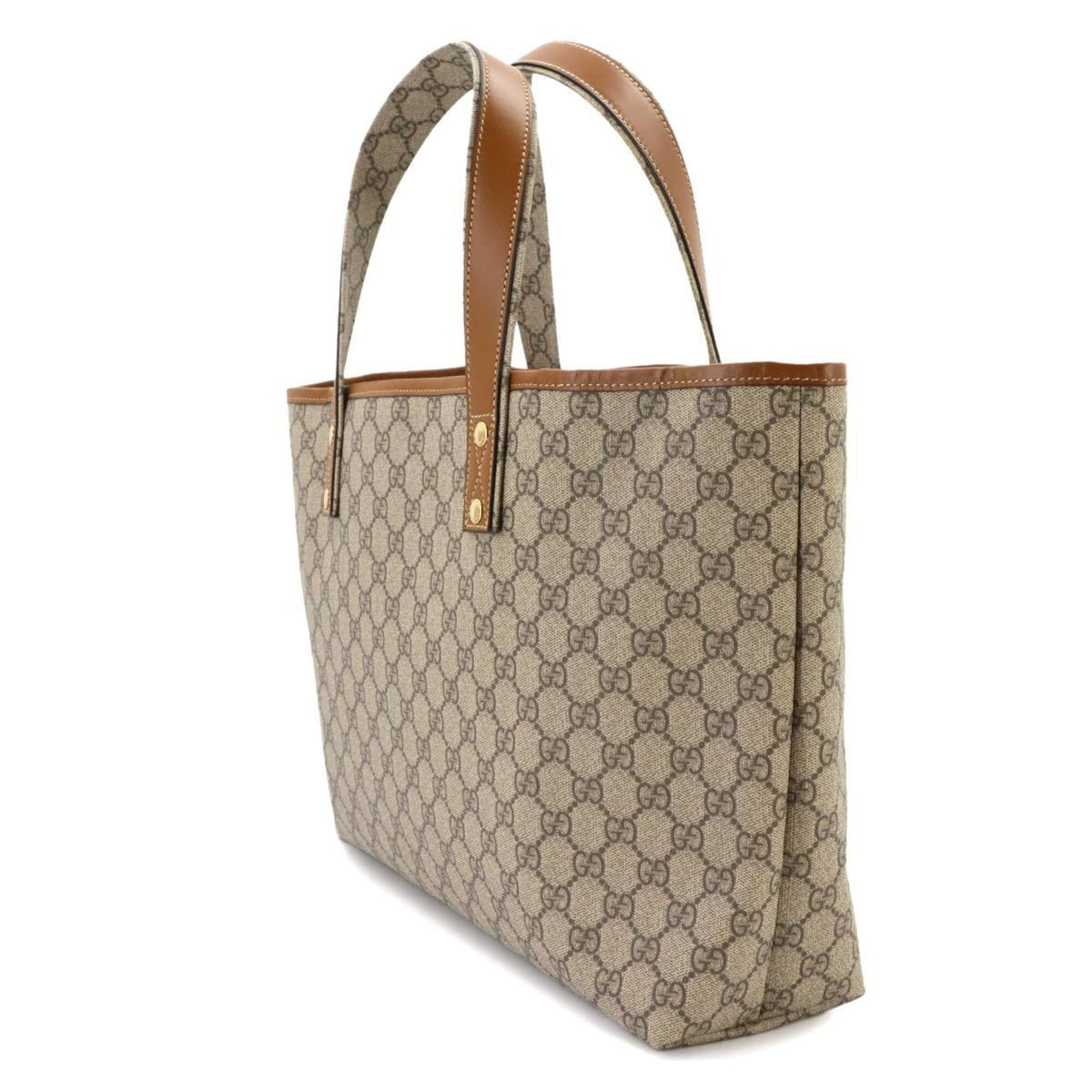 Gucci Beige Brown Gg Supreme Leather Handbag Tote Bag (Pre-Owned)