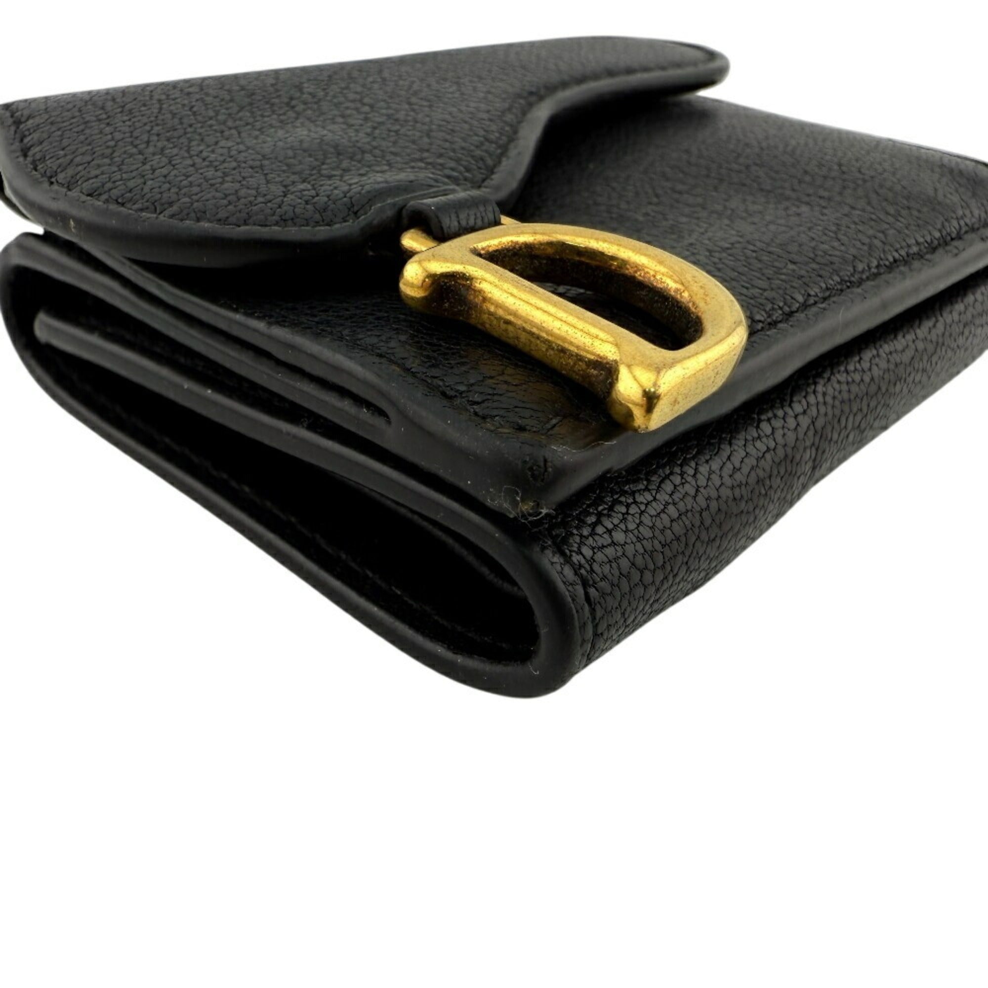 Christian Dior Black Leather Wallet (Tri-Fold) (Pre-Owned)