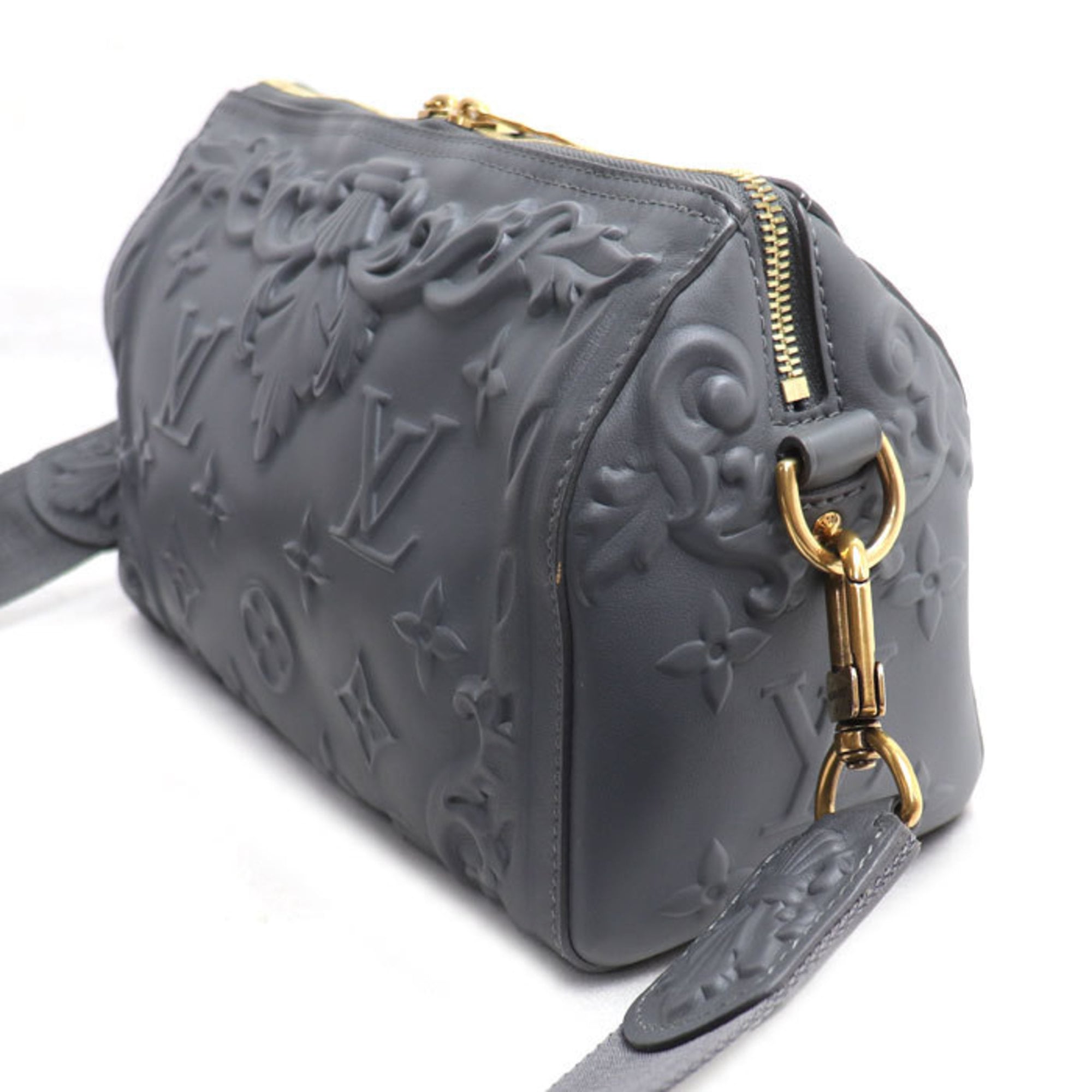 Louis Vuitton Gray Leather Shoulder Bag (Pre-Owned)