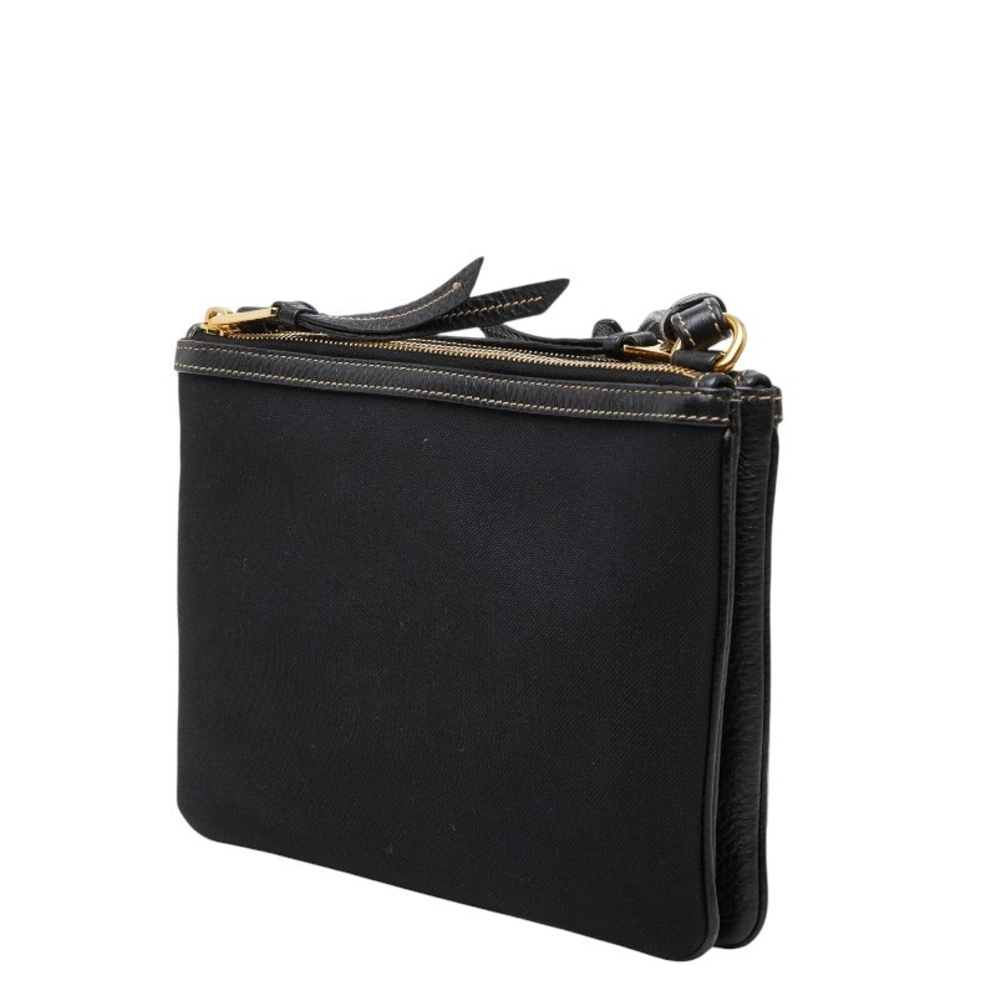 Prada Black Canvas Shoulder Bag (Pre-Owned)
