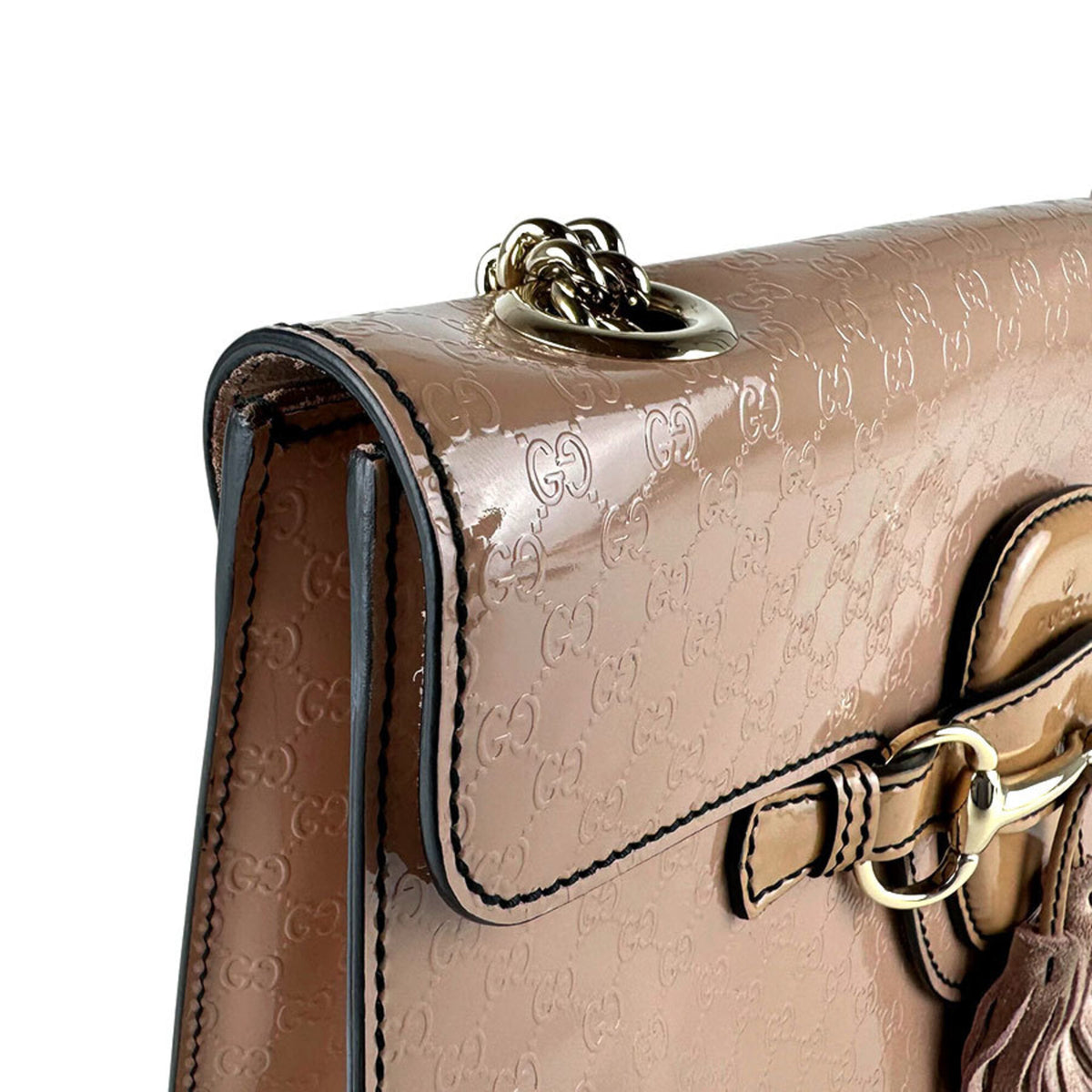 Gucci Pink Beige Patent Leather Shoulder Bag (Pre-Owned)