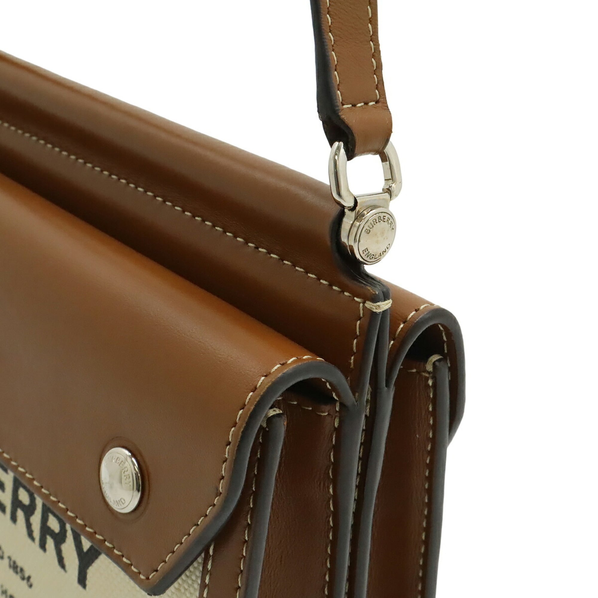 Burberry Black Gray Canvas Leather Pochette Shoulder Bag (Pre-Owned)