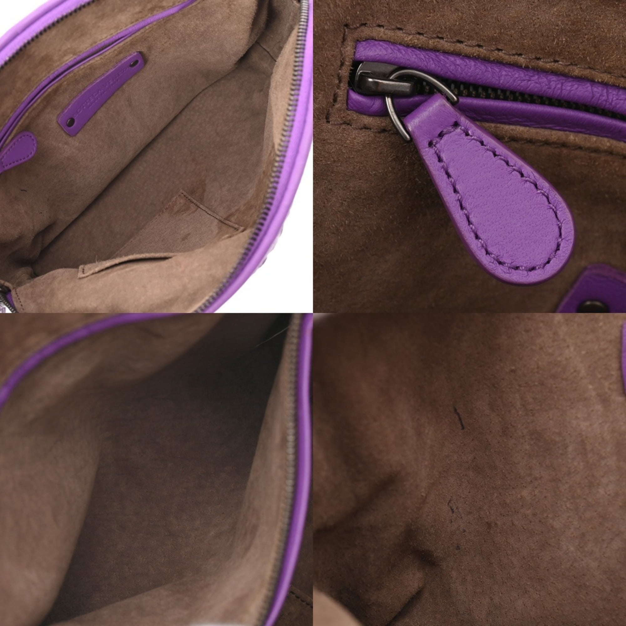 Bottega Veneta Intrecciato Purple Leather Shoulder Bag (Pre-Owned)