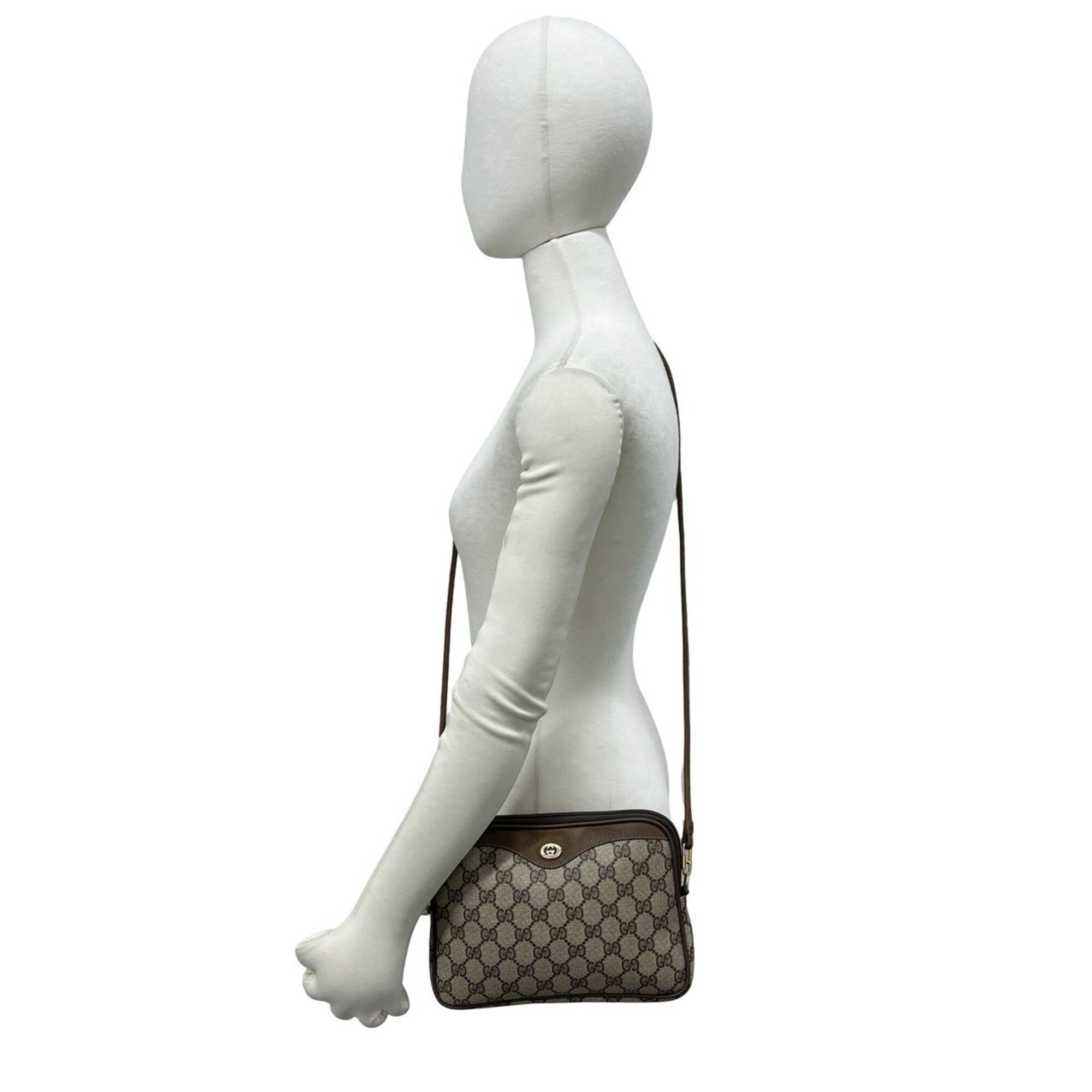 Gucci Brown Leather Pvc Pochette Shoulder Bag (Pre-Owned)