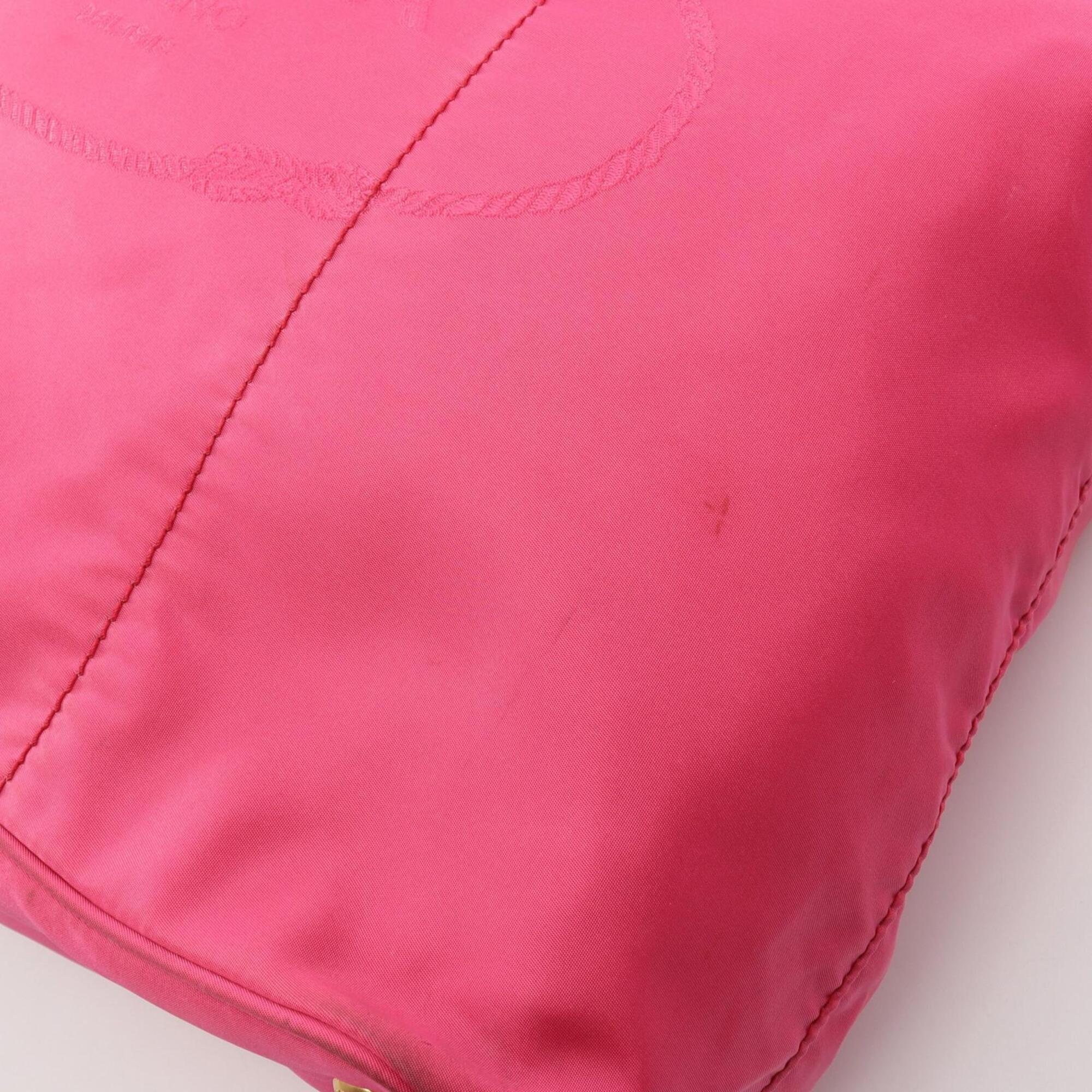 Prada Pink Nylon Leather Handbag Tote Bag (Pre-Owned)