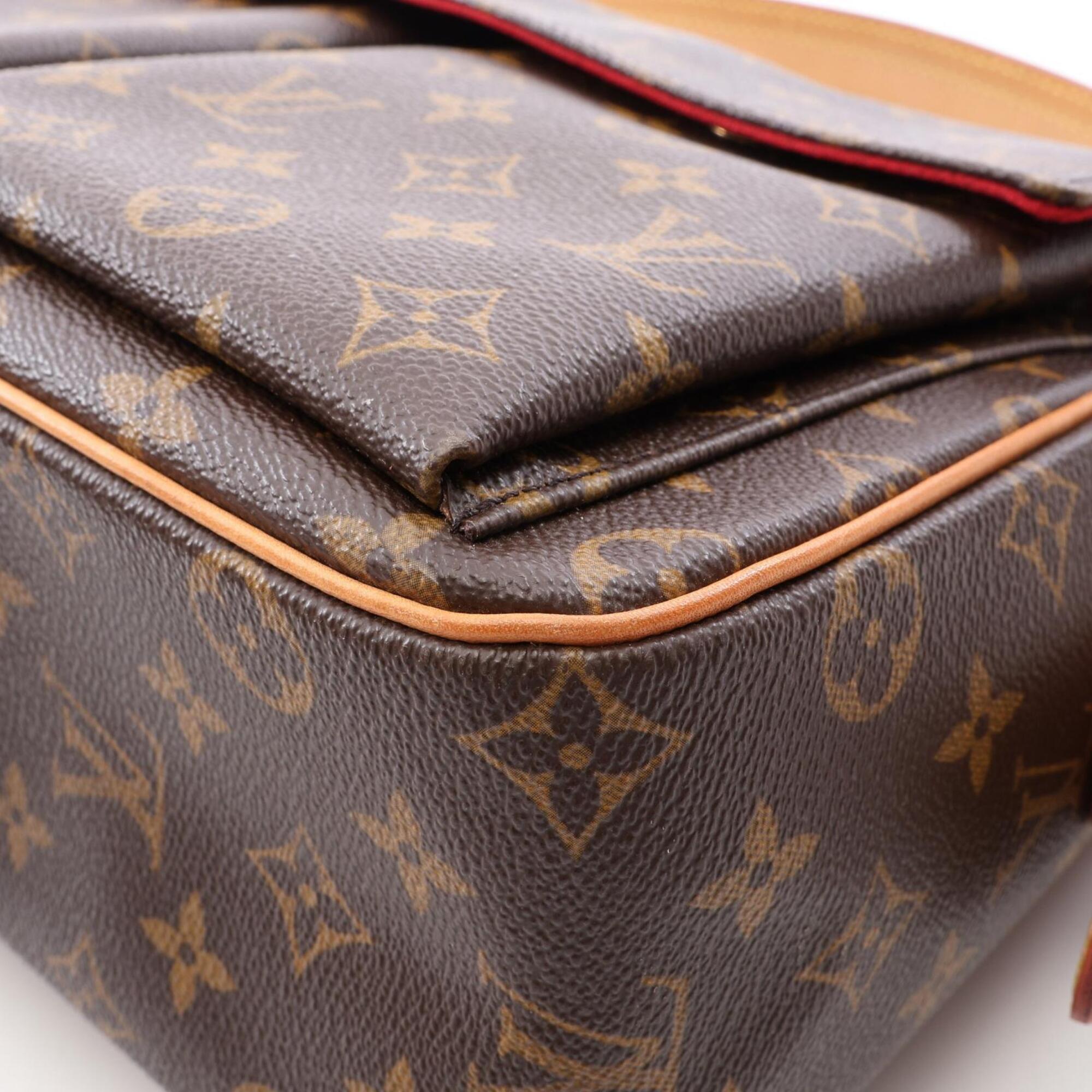Louis Vuitton Brown Pvc Coated Canvas Leather Handbag Shoulder Bag (Pre-Owned)