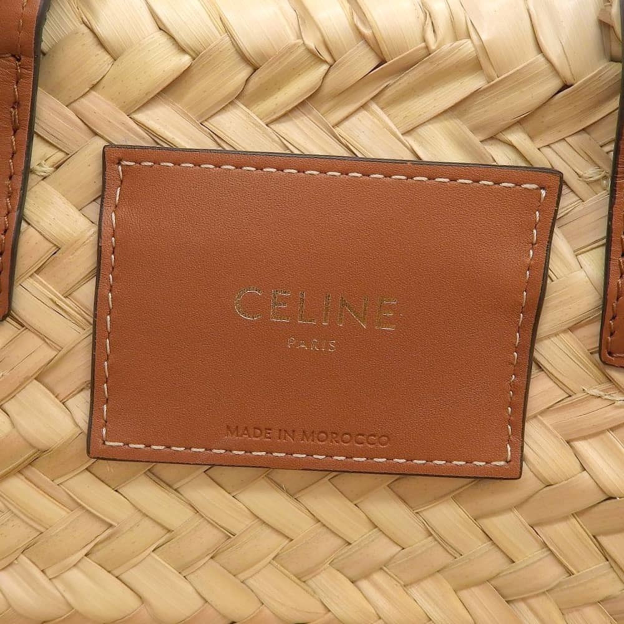 Celine Beige Brown Raffia Handbag Shoulder Bag (Pre-Owned)