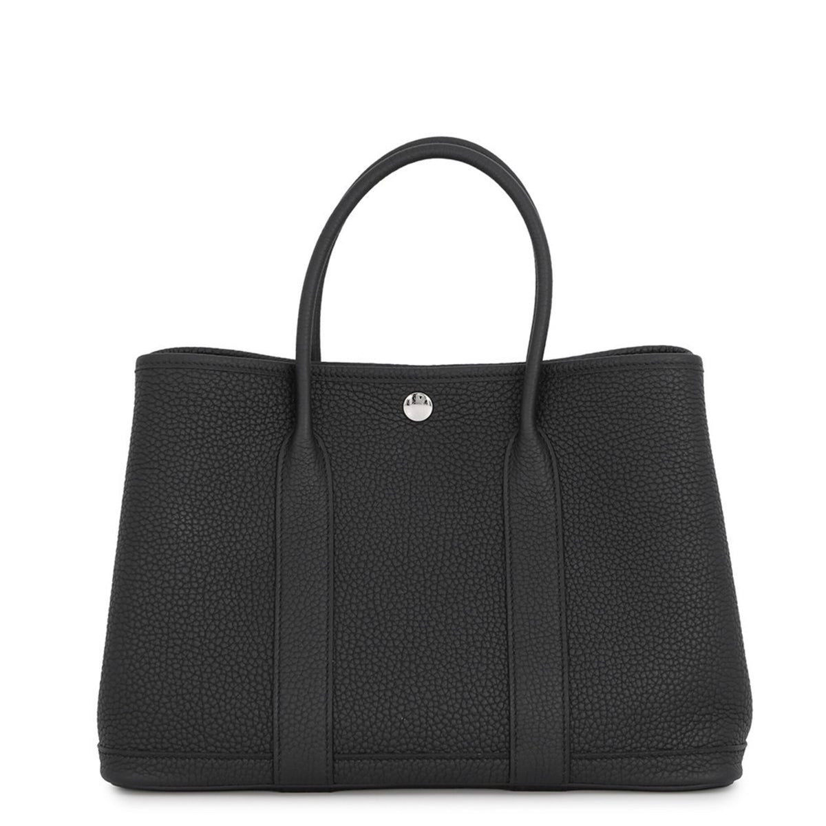 Hermes Garden Black Negonda Leather Handbag Tote Bag