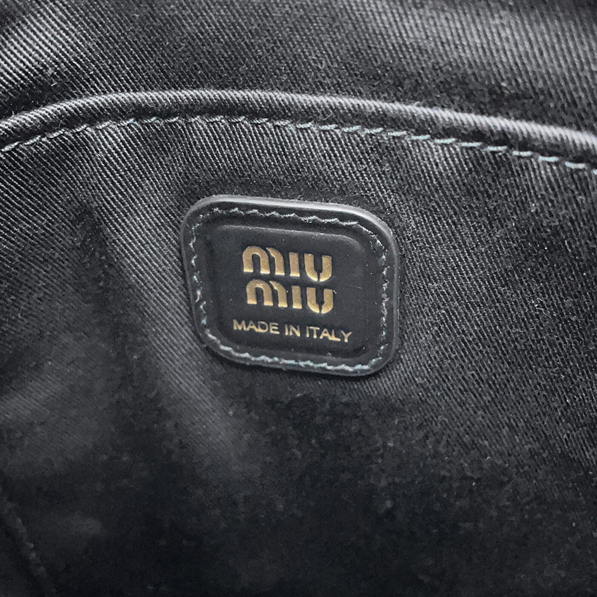 Miu Miu Black Green Multi-Color Fabric Leather Handbag (Pre-Owned)