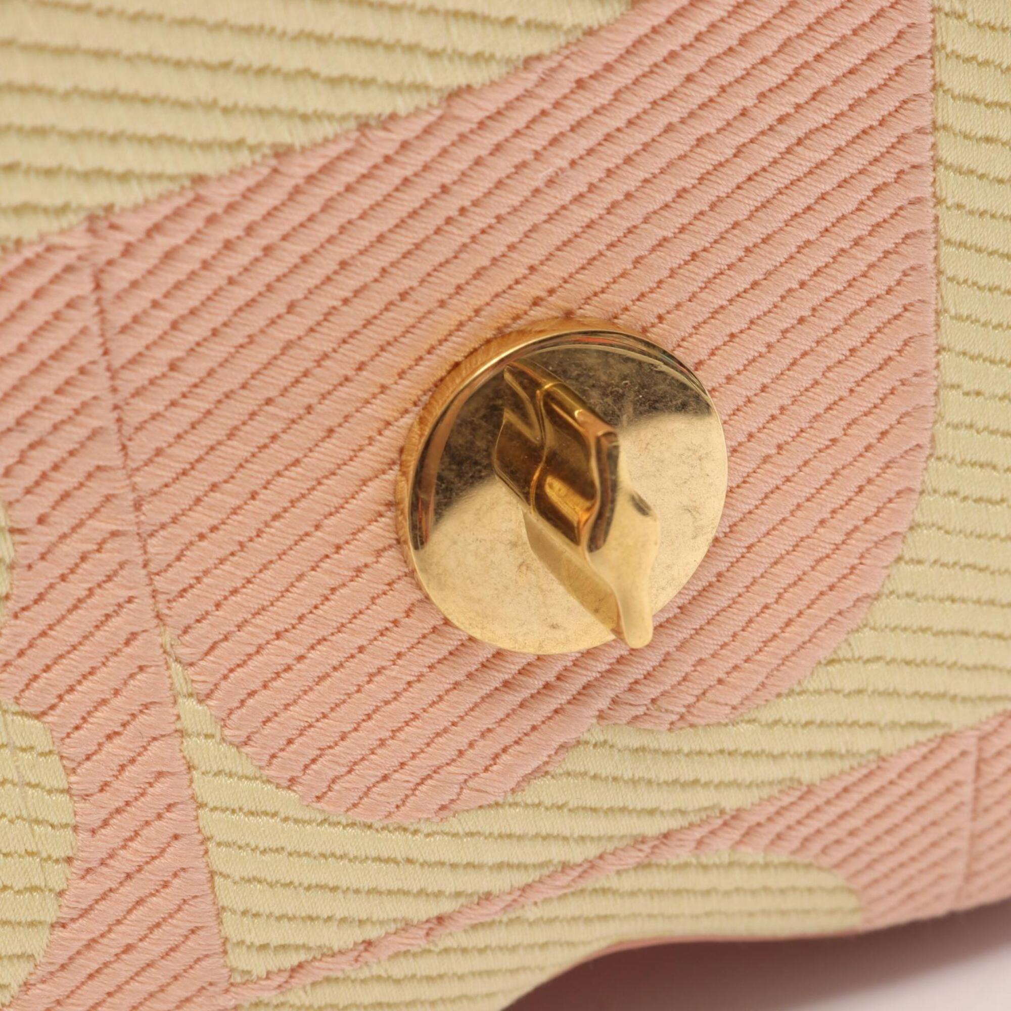 Burberry Pink Yellow Canvas Leather Handbag Shoulder Bag (Pre-Owned)