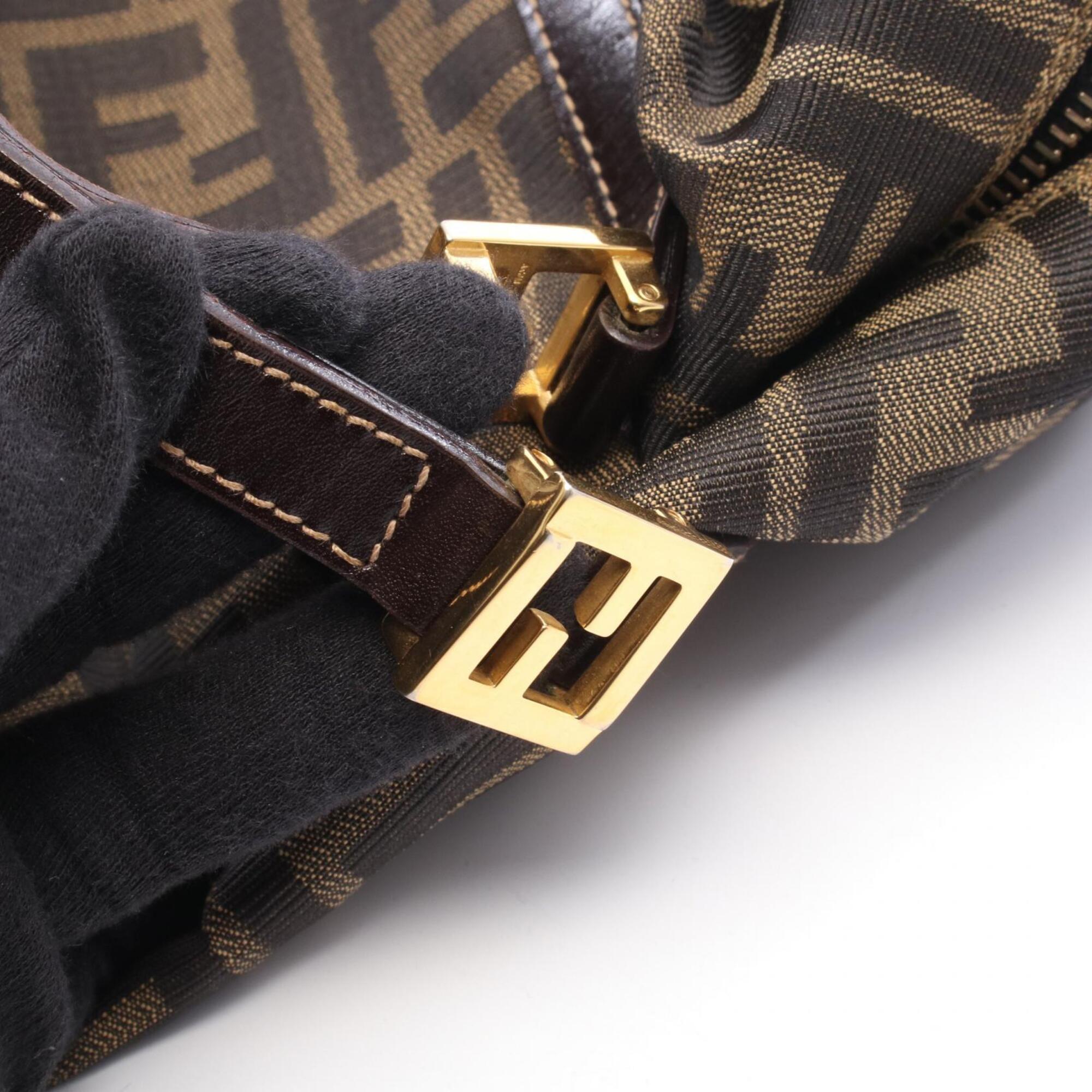 Fendi Brown Canvas Leather Handbag Shoulder Bag (Pre-Owned)
