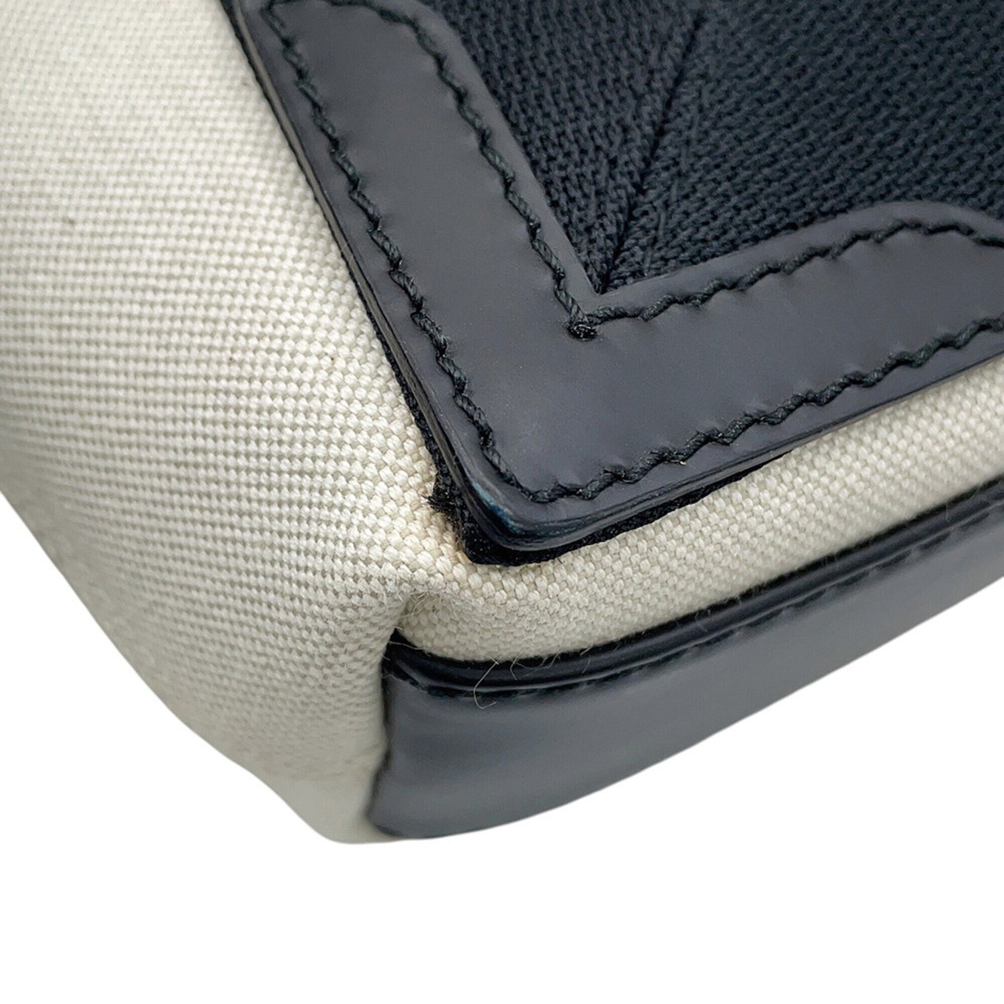 Balenciaga Black White Canvas Leather Handbag Pouch (Pre-Owned)