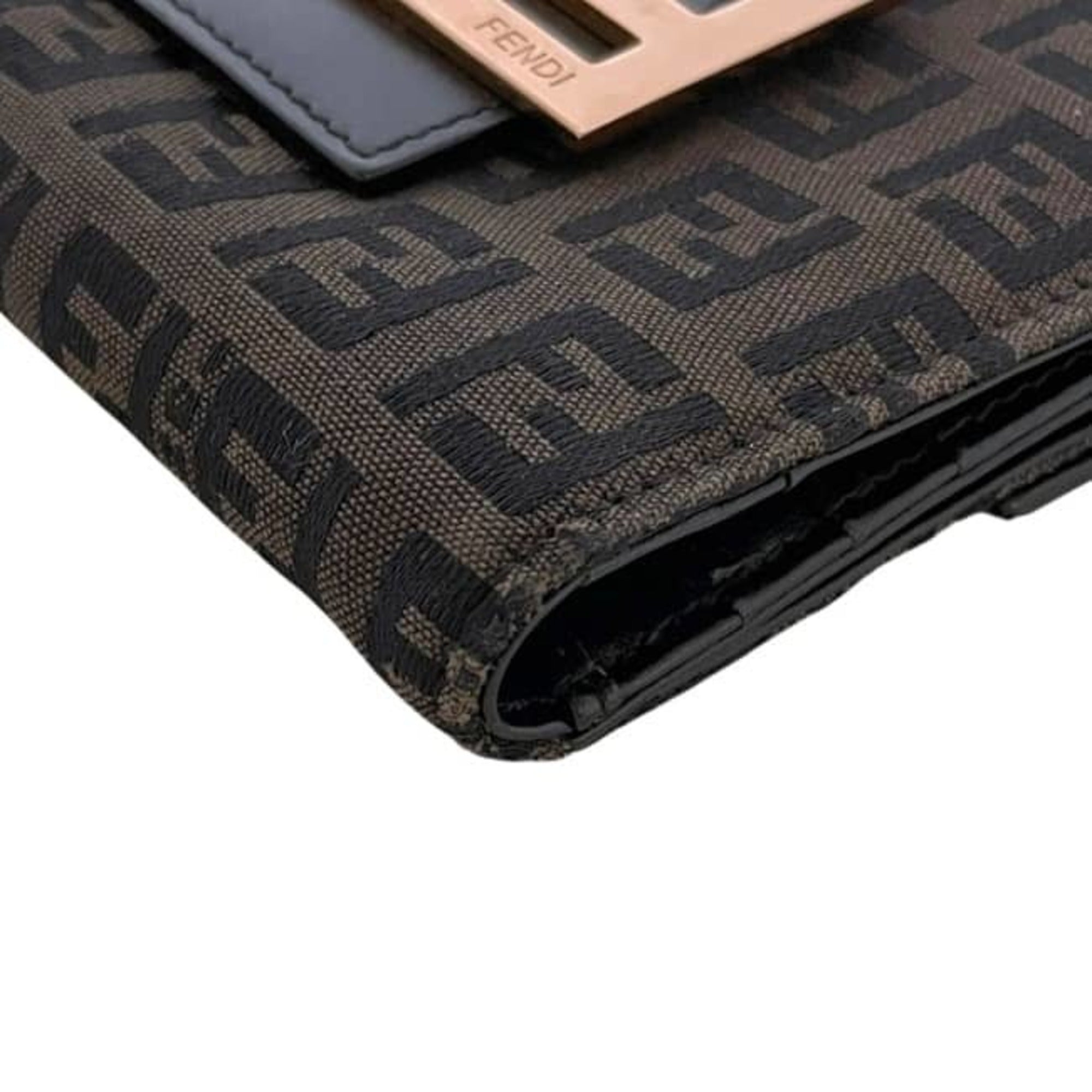 Fendi Black Brown Canvas Leather Wallet (Bi-Fold) (Pre-Owned)