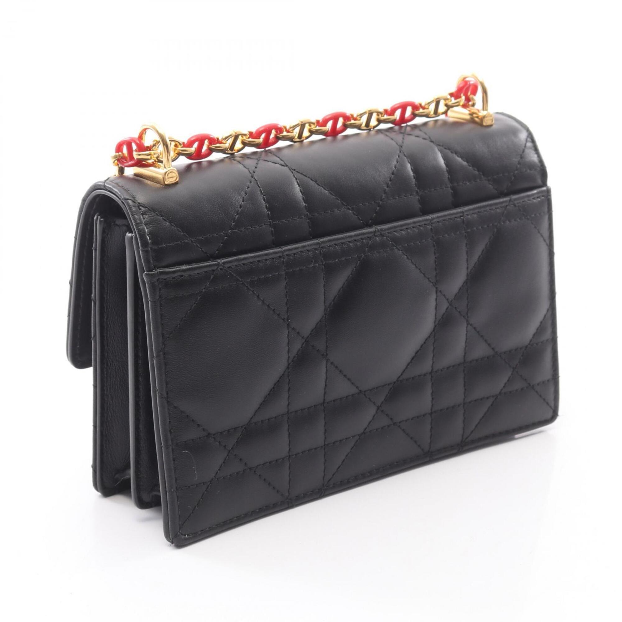 Christian Dior Black Leather Handbag Shoulder Bag (Pre-Owned)