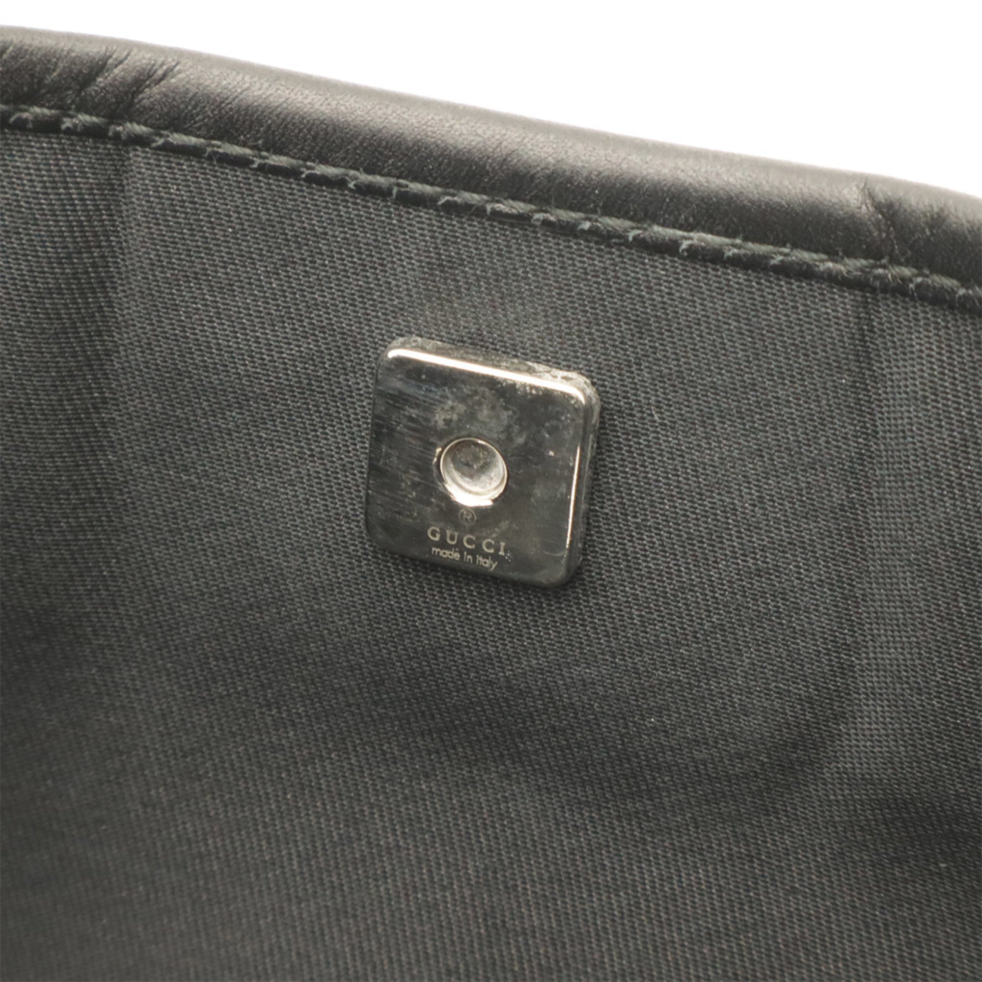 Gucci Black Canvas Leather Messenger Bag Shoulder Bag (Pre-Owned)