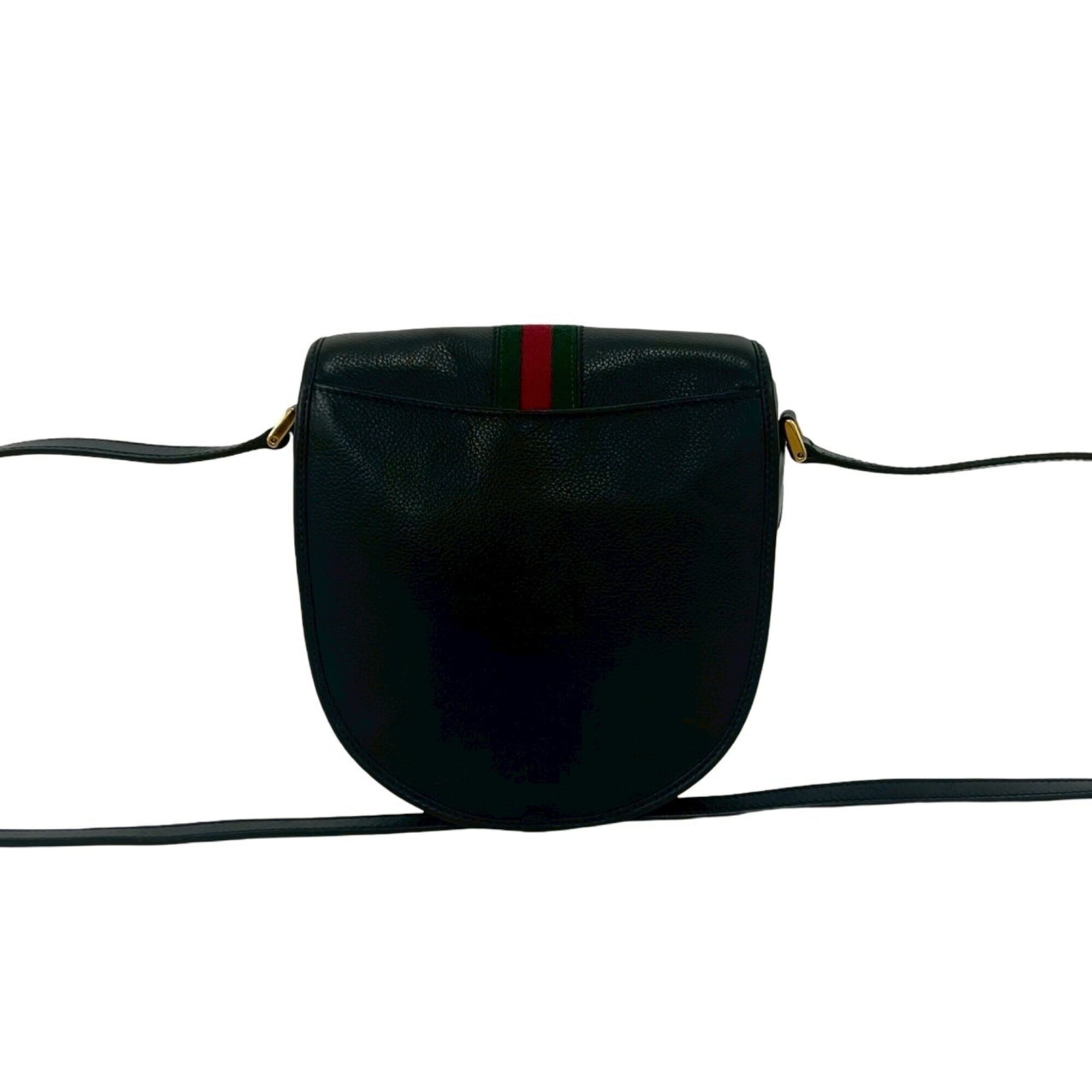 Gucci Black Green Red Color Leather Pochette Shoulder Bag (Pre-Owned)