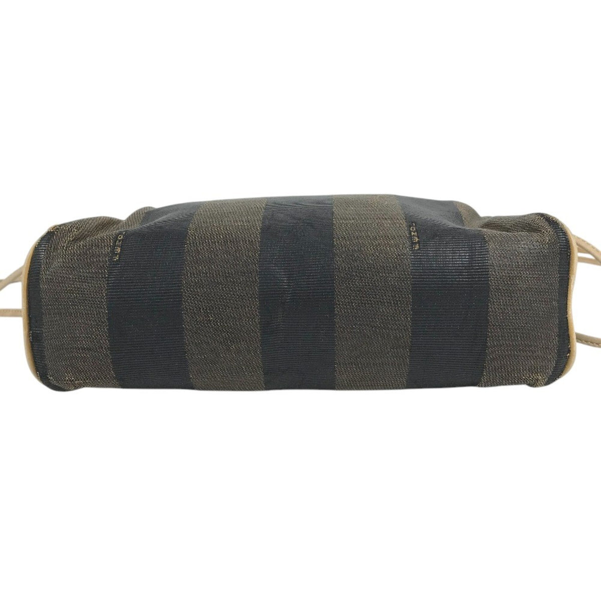Fendi Pequin Brown Khaki Leather Canvas Shoulder Bag (Pre-Owned)