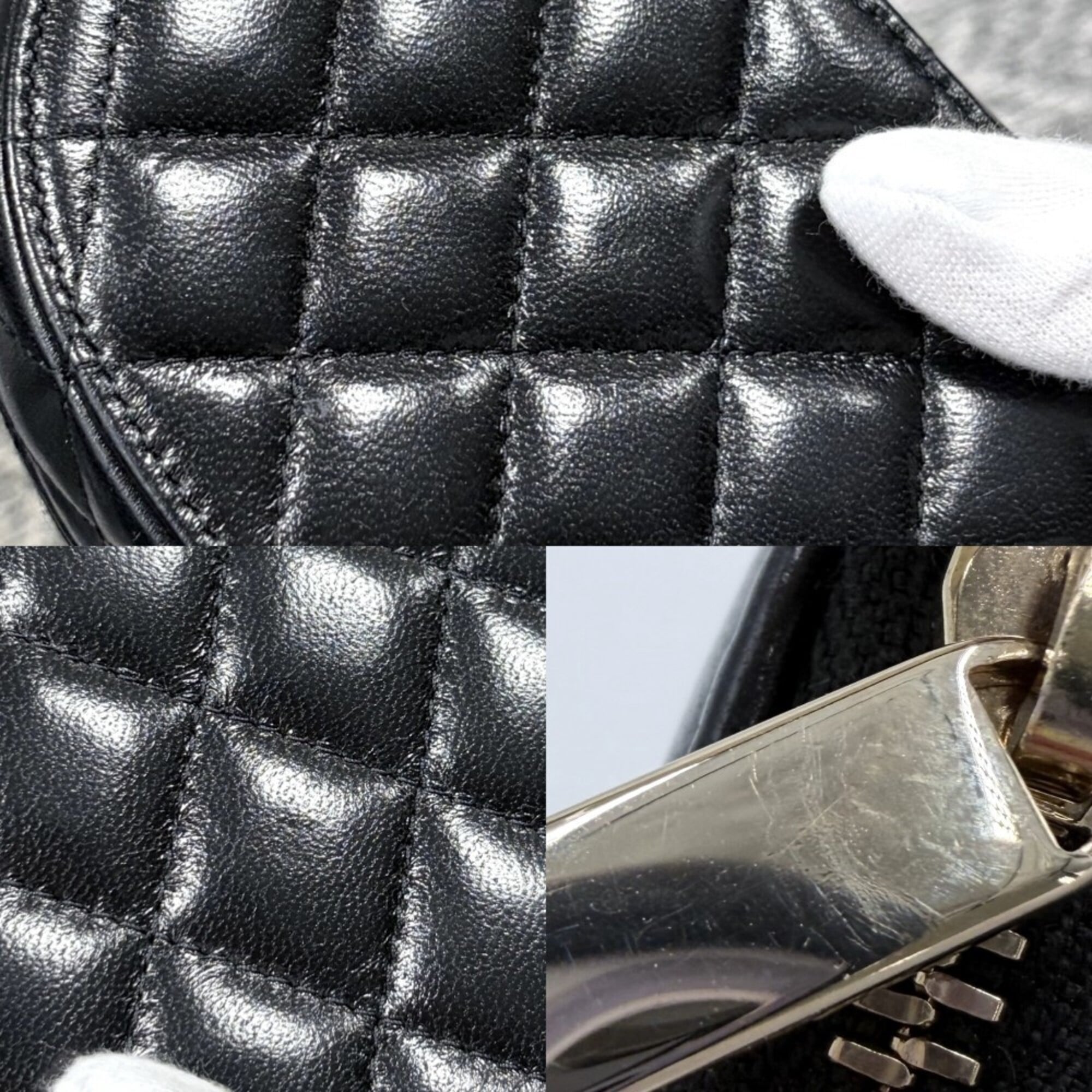 Chanel Matelasse Black Leather Handbag Vanity Bag (Pre-Owned)
