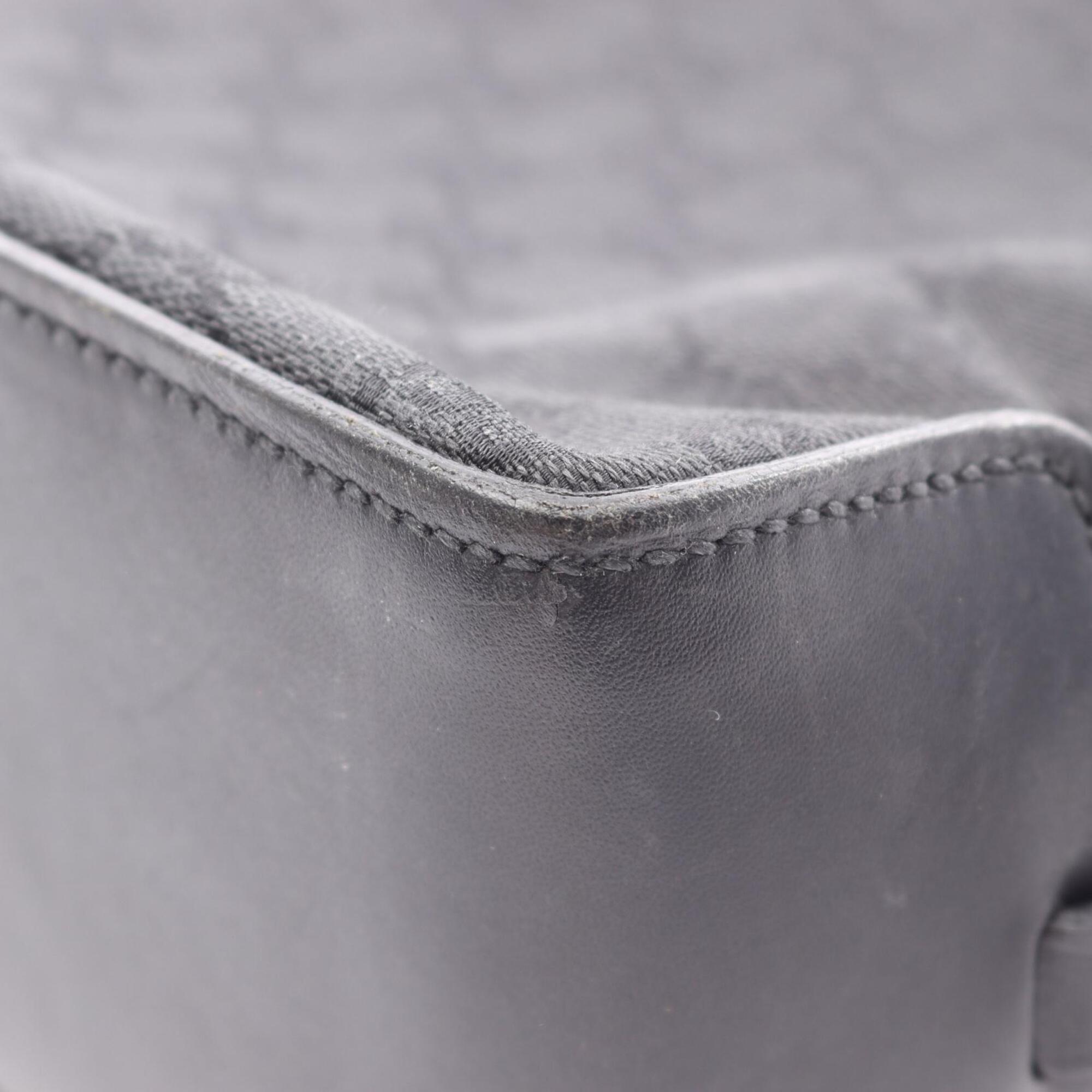 Gucci Black Canvas Leather Tote Bag (Pre-Owned)