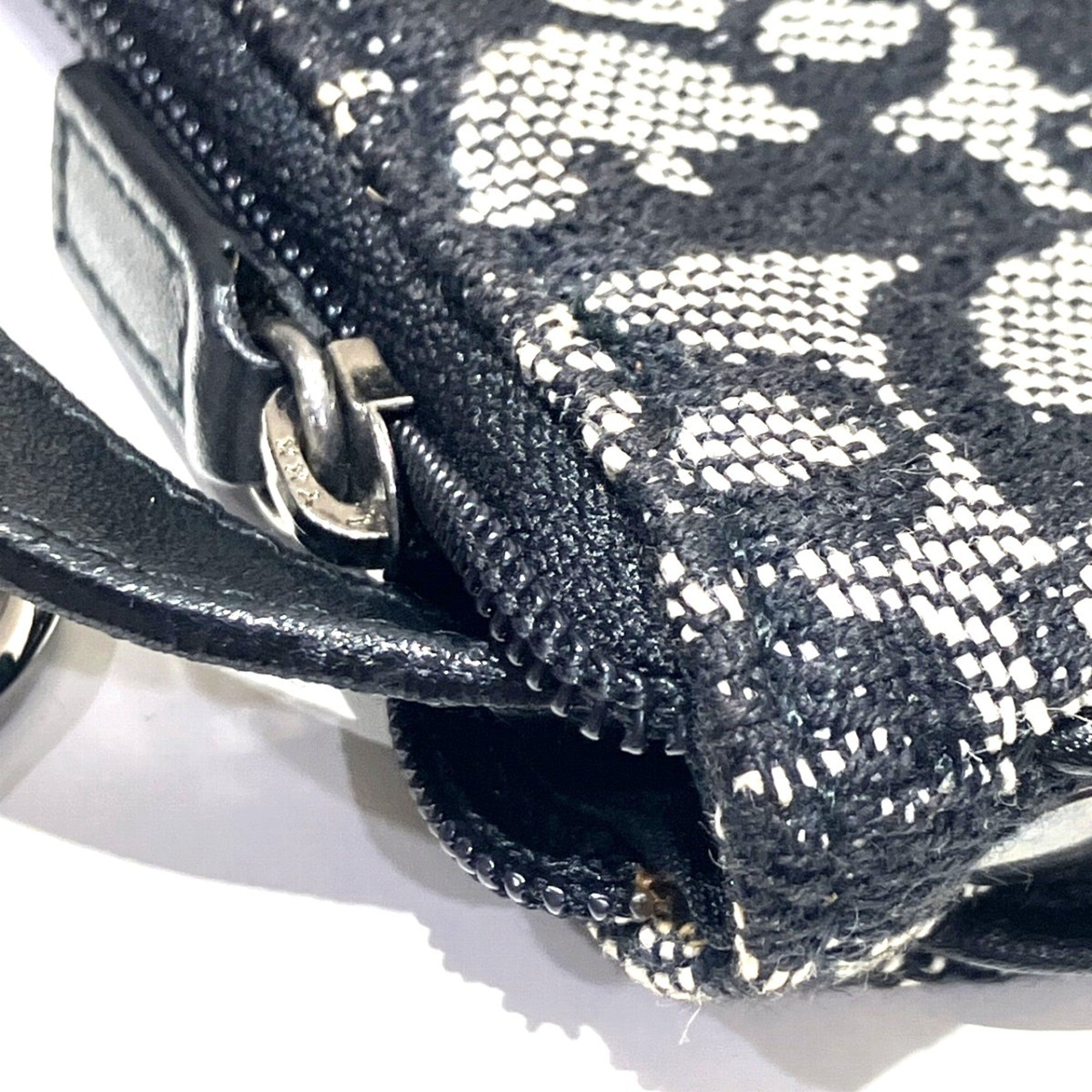 Christian Dior Black White Canvas Leather Coin Purse/Coin Case (Pre-Owned)