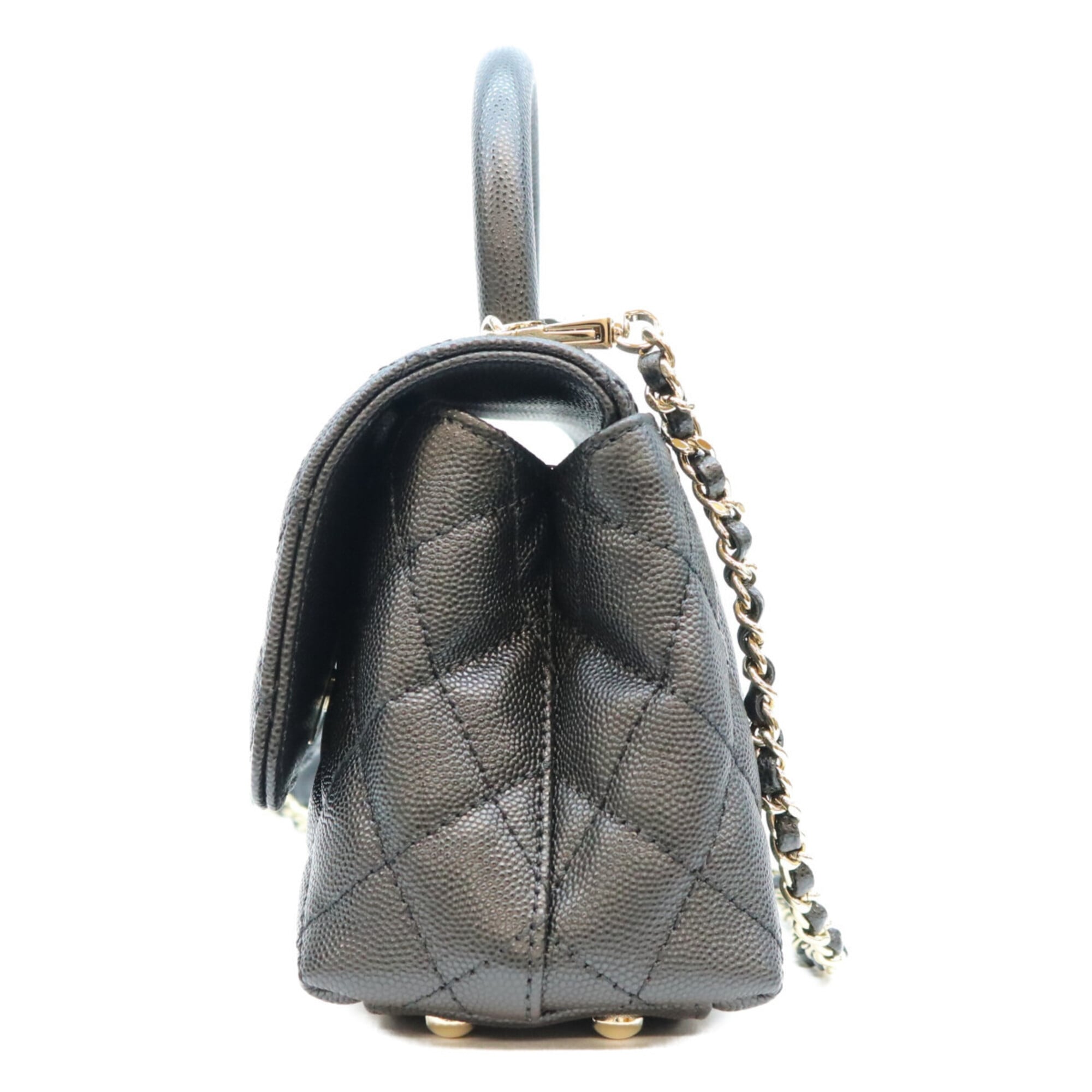Chanel Black Grained Calfskin Handbag Shoulder Bag (Pre-Owned)