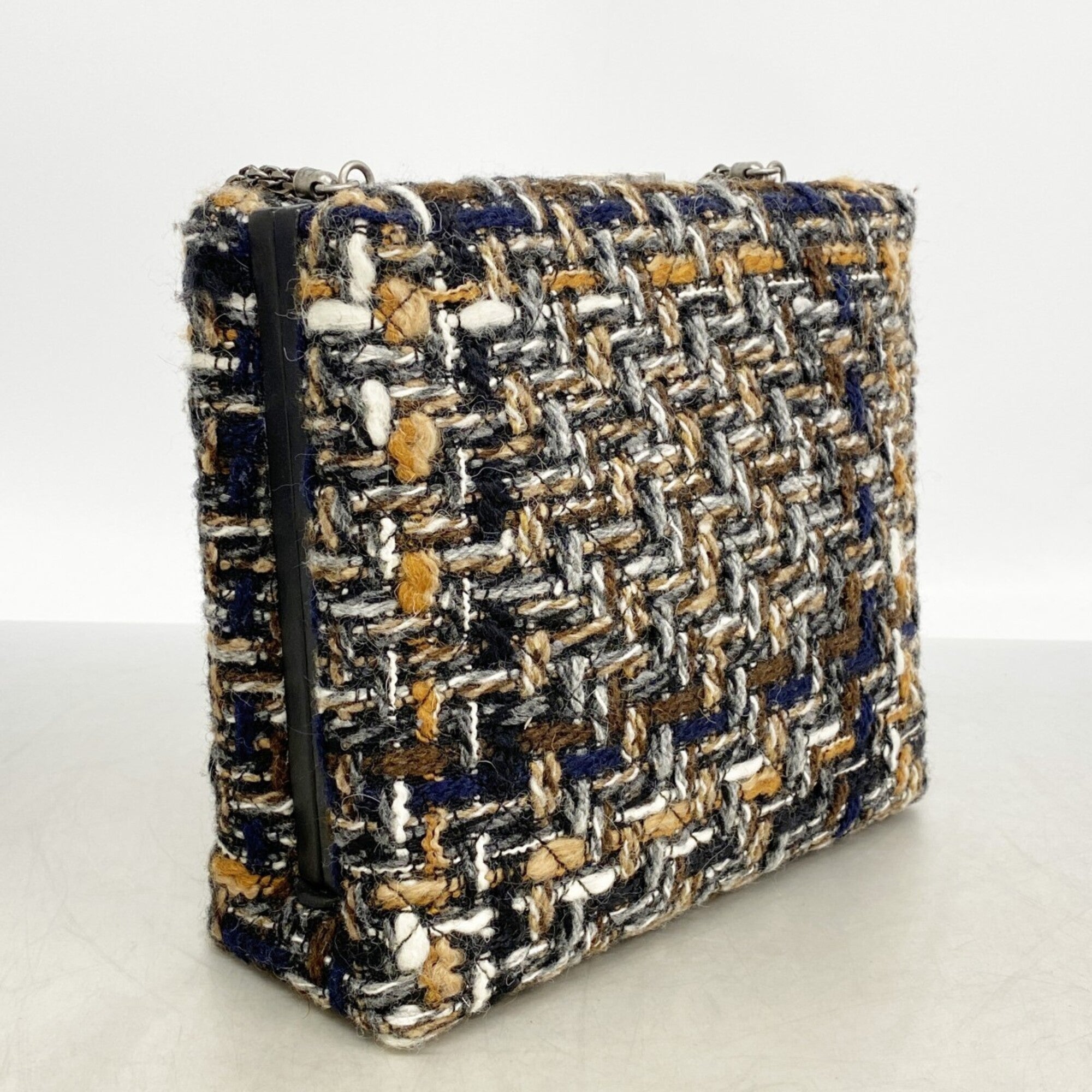 Chanel Black Brown Tweed Shoulder Bag (Pre-Owned)