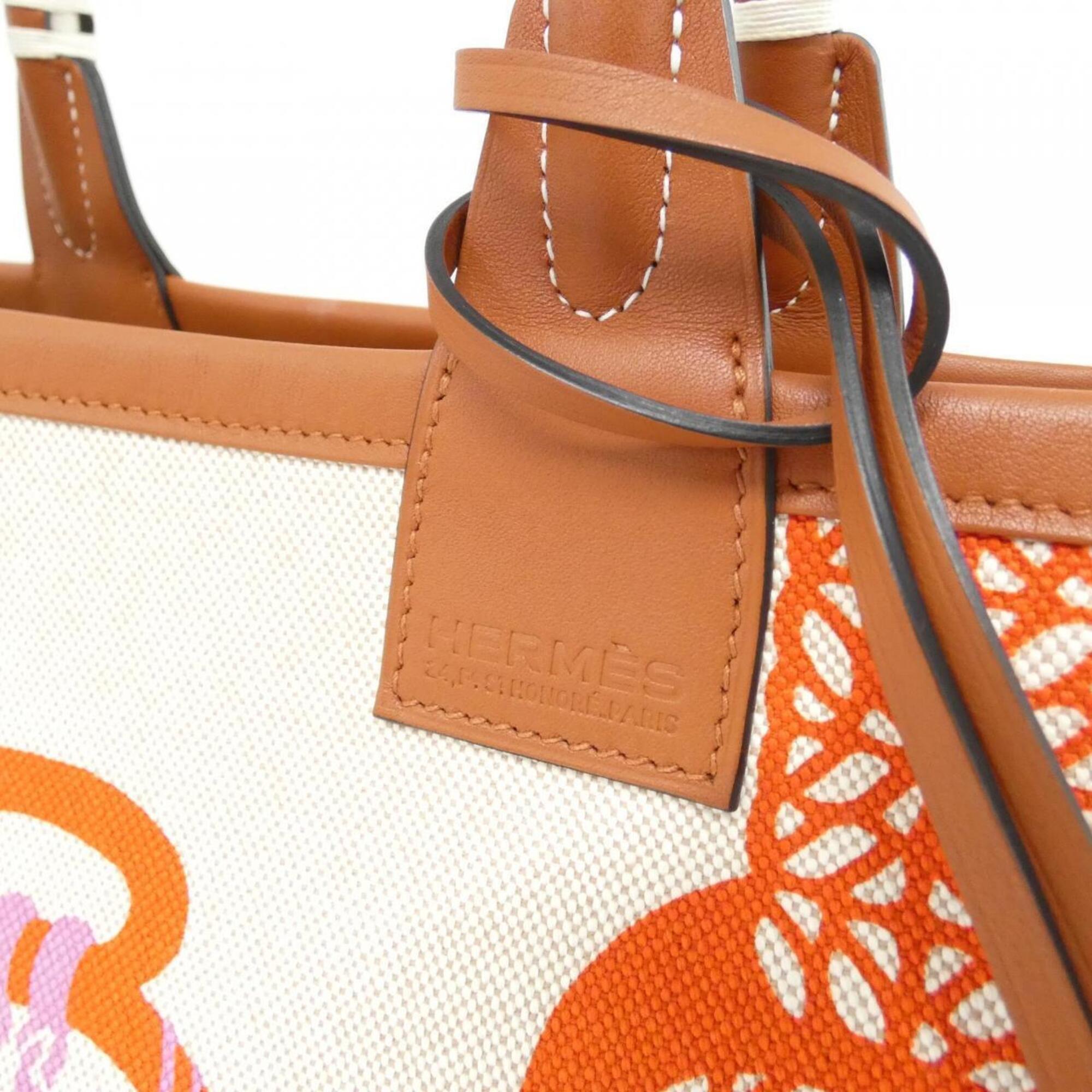Hermes Beige Capucine Ecru Red Color Swift Leather Handbag (Pre-Owned)