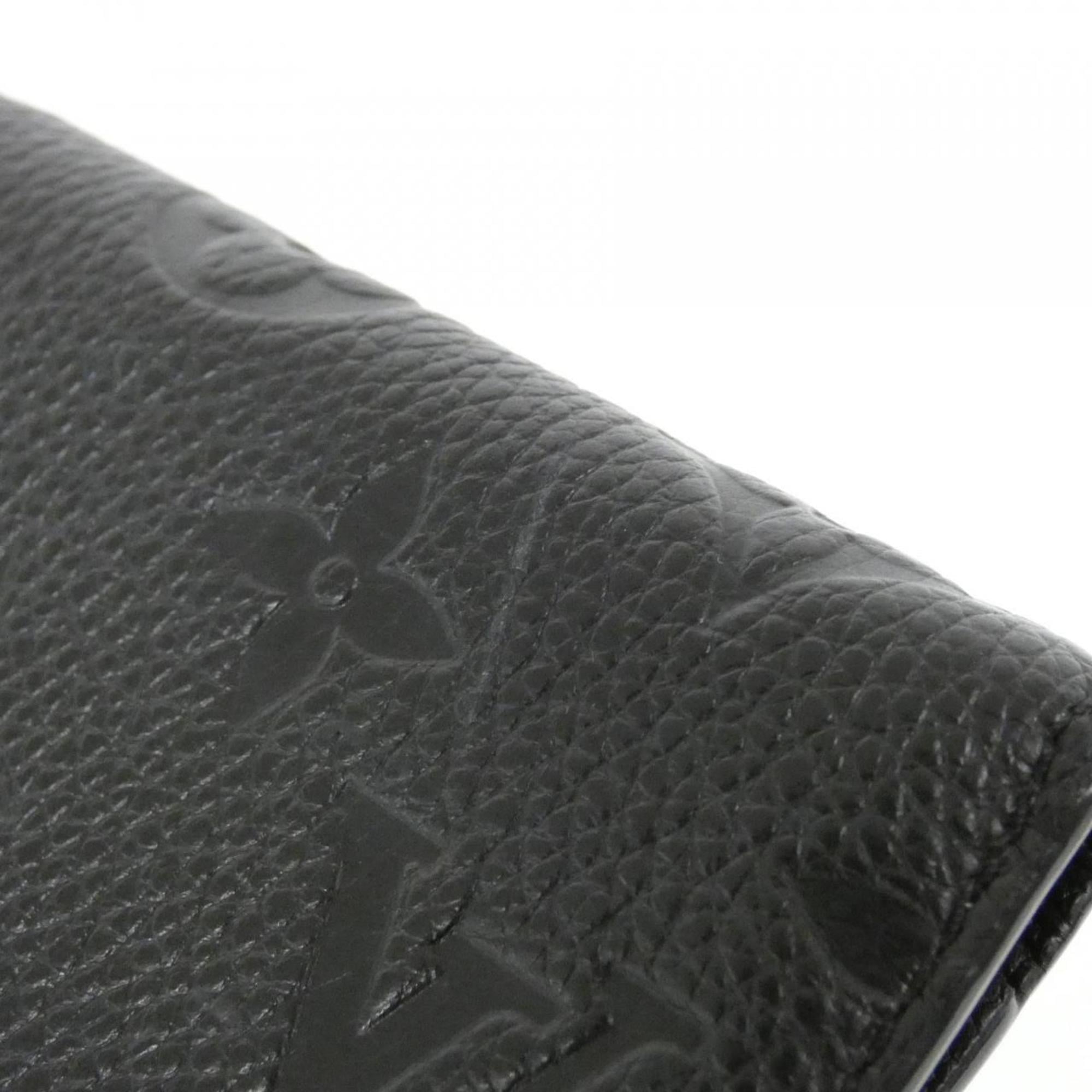 Louis Vuitton Black Leather Wallet (Tri-Fold) (Pre-Owned)