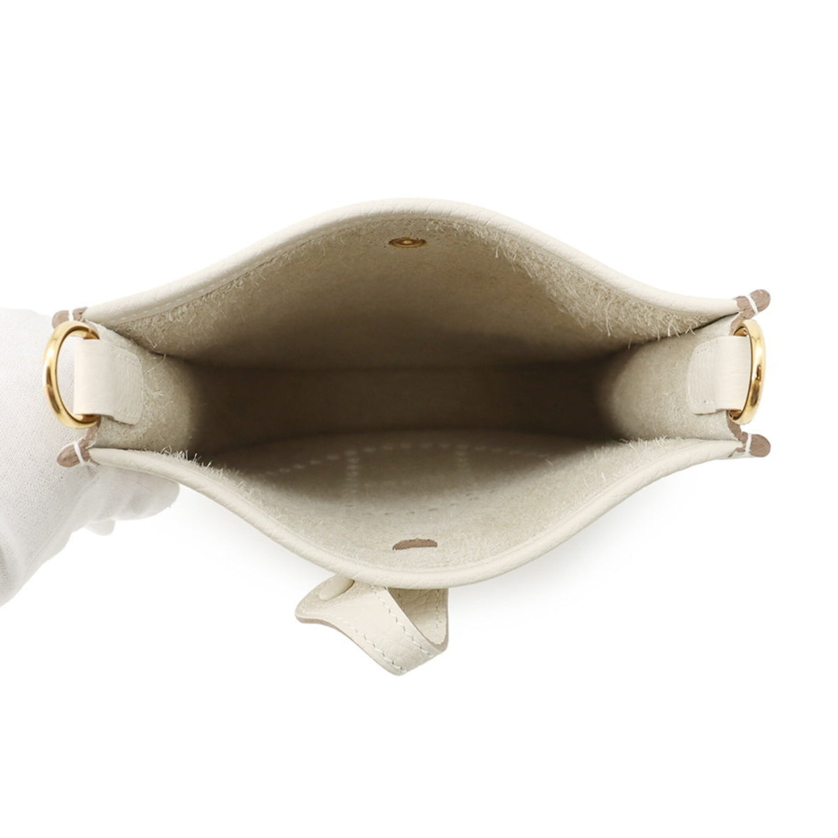 Hermes Ivory Taurillon Clemence Leather Shoulder Bag
