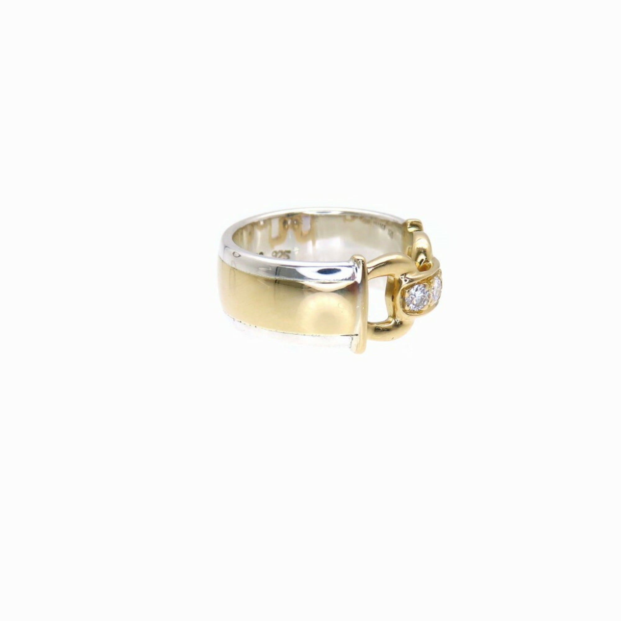 Hermes Gold Silver Yellow Gold (18K) Silver 925 Band Ring (Pre-Owned)