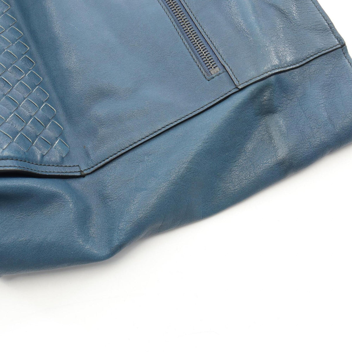 Bottega Veneta Blue Leather Handbag Tote Bag (Pre-Owned)