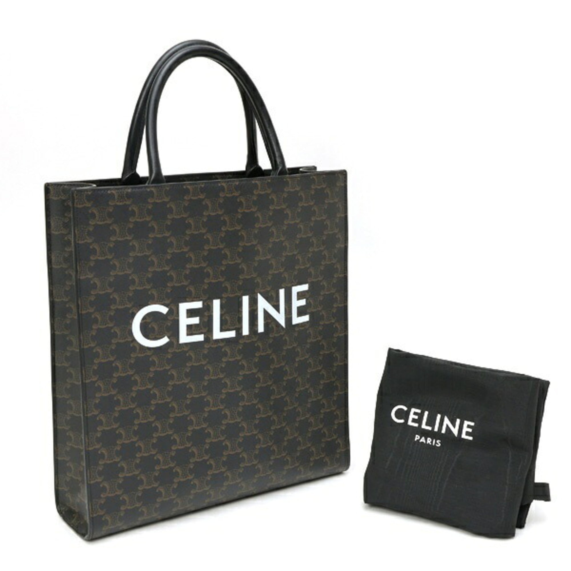 Celine Cabas Black Coated Canvas Leather Tote Bag (Pre-Owned)