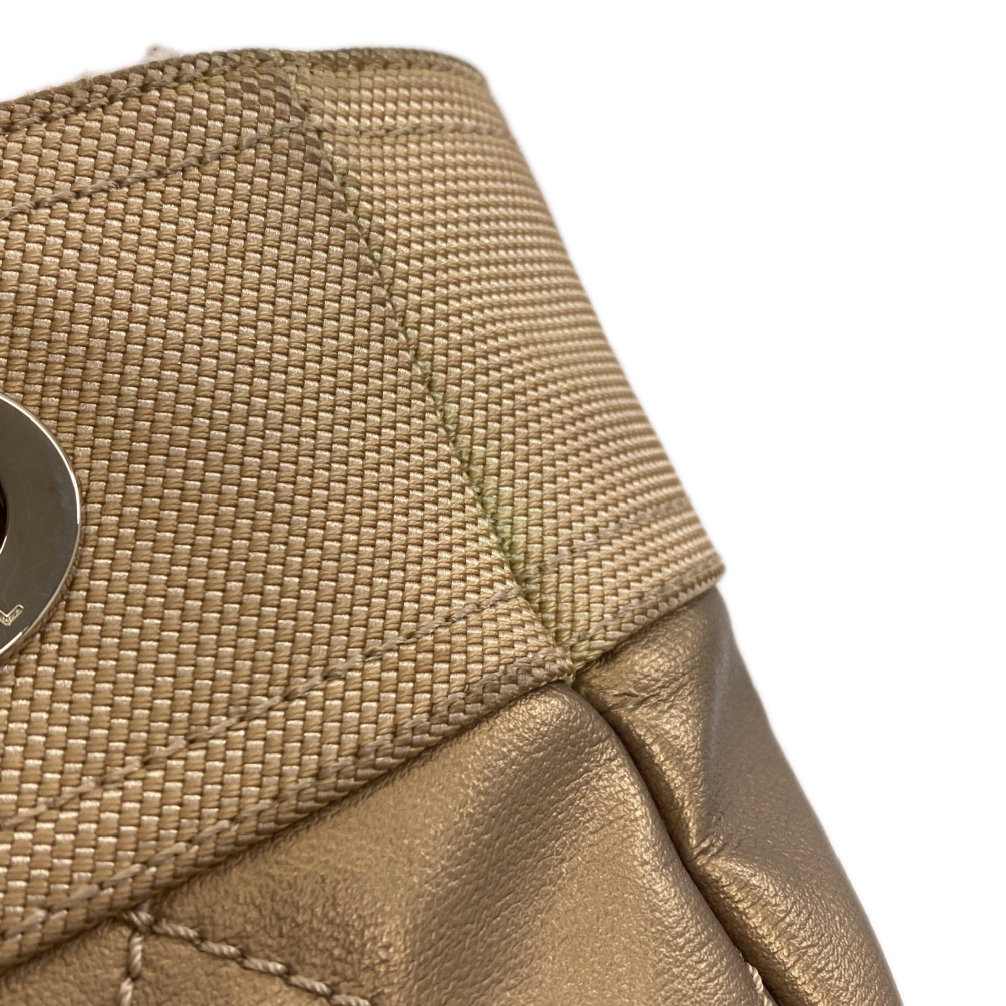 Chanel Gold Canvas Leather Tote Bag (Pre-Owned)