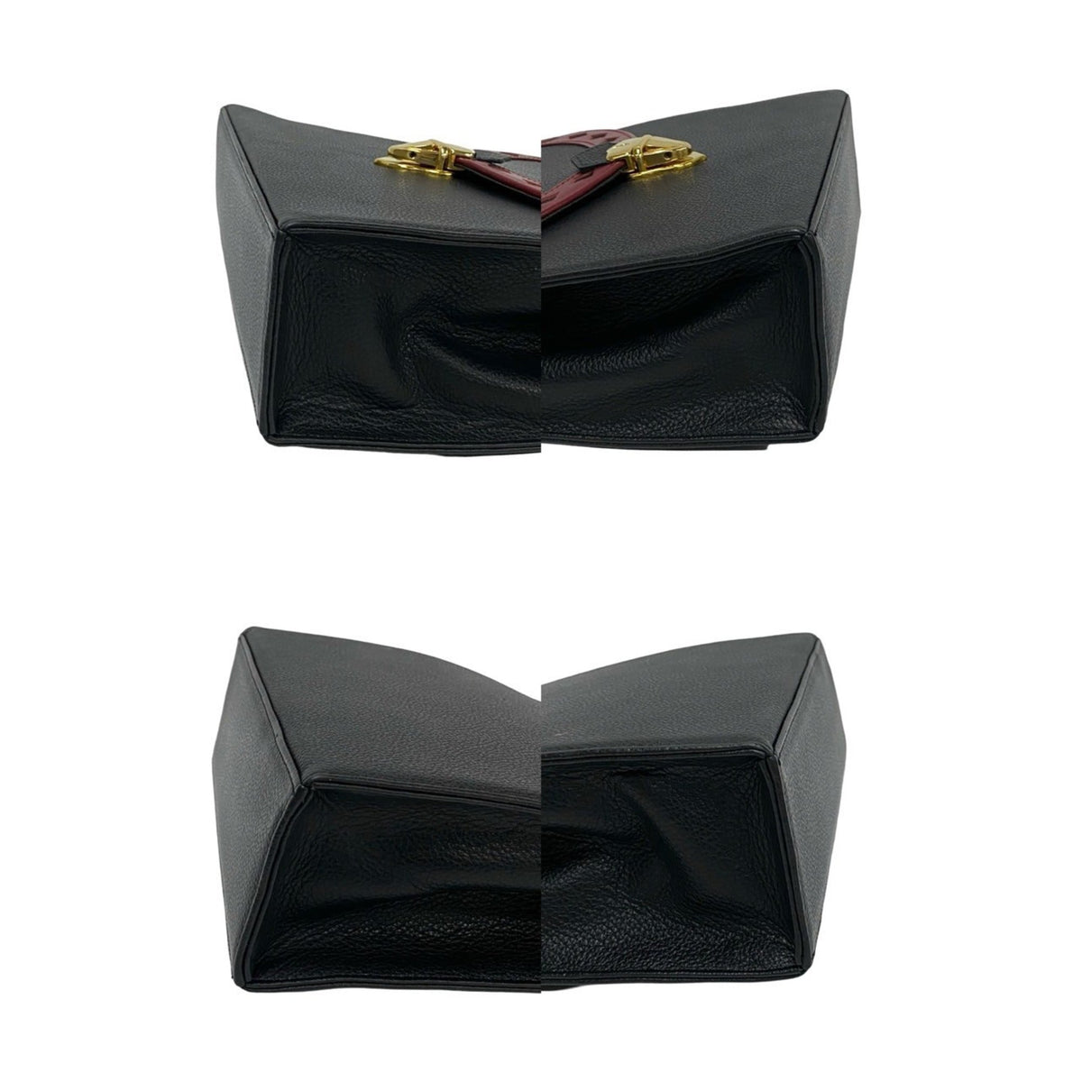 Yves Saint Laurent Black Red Color Leather Handbag Shoulder Bag (Pre-Owned)